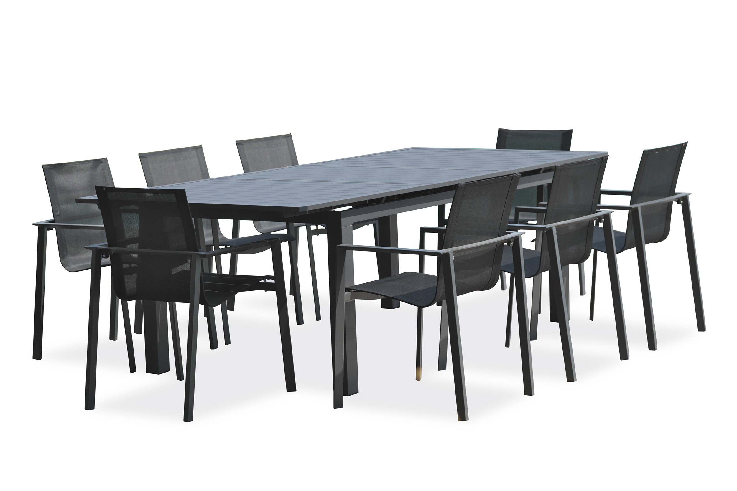 Ensemble repas de jardin 8 places en aluminium anthracite