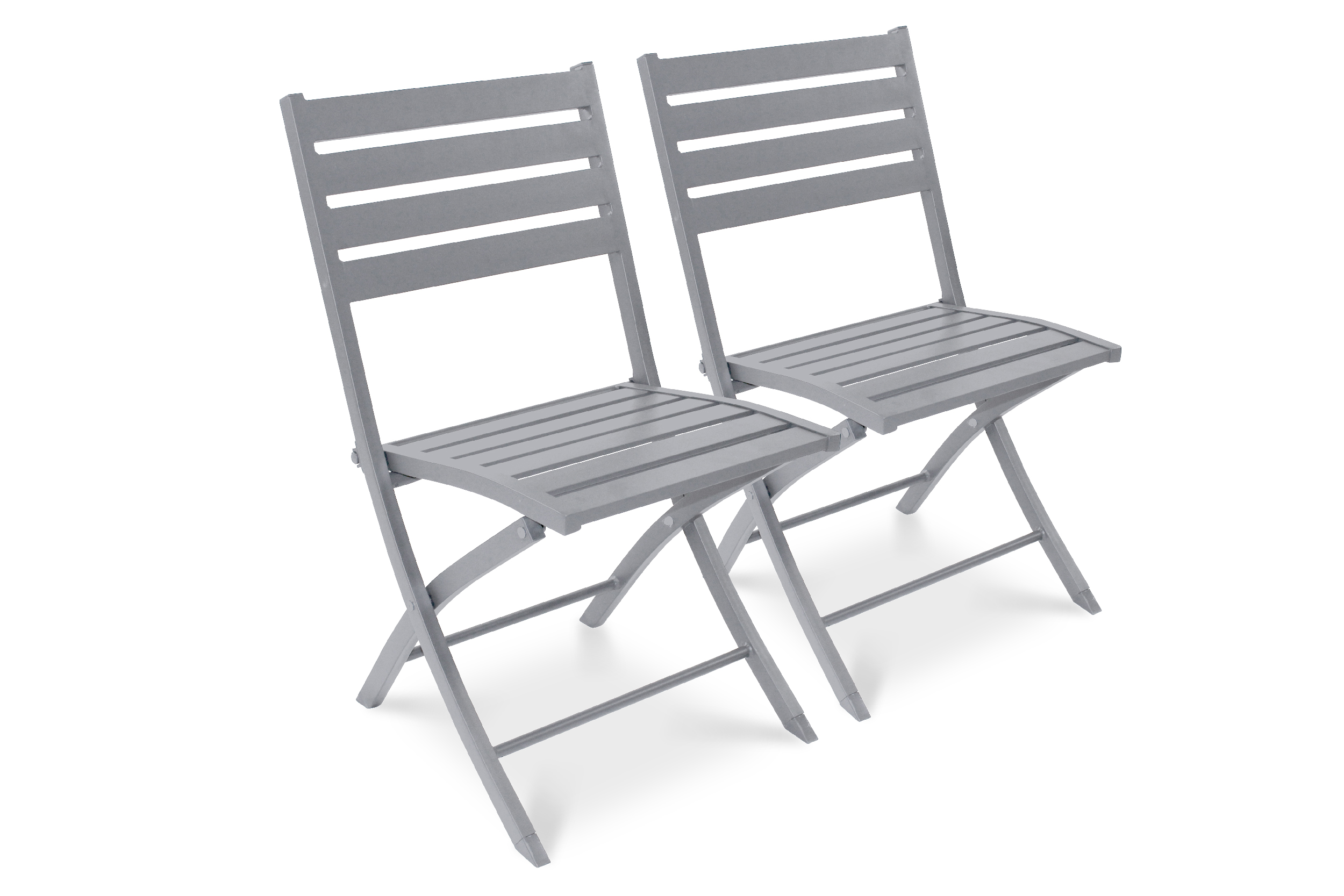 lot de 2 chaises de jardin en aluminium gris
