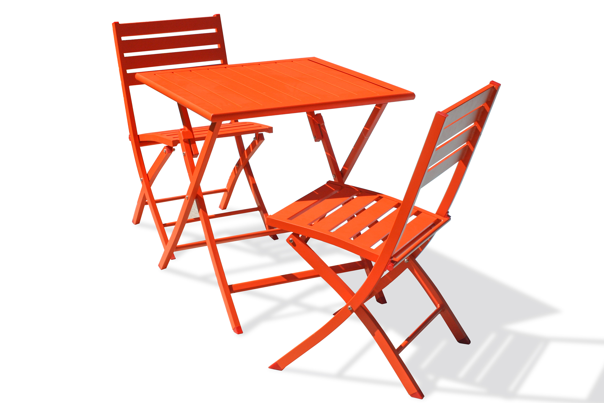 Ensemble repas de jardin 2 places en aluminium orange