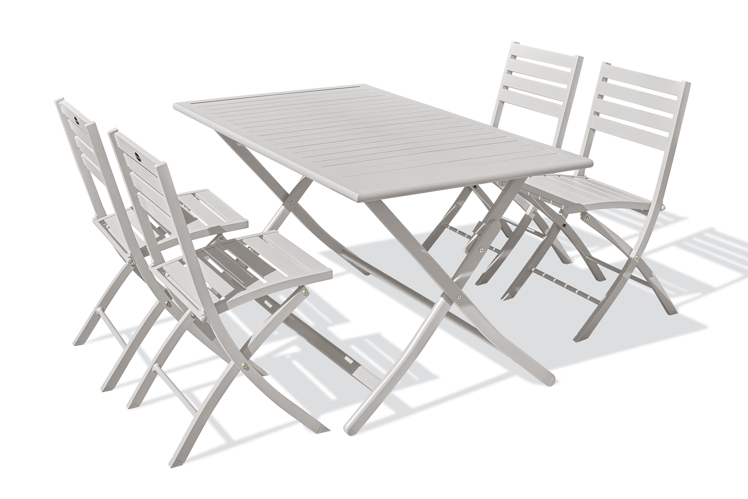 Ensemble repas de jardin 4 places en aluminium gris