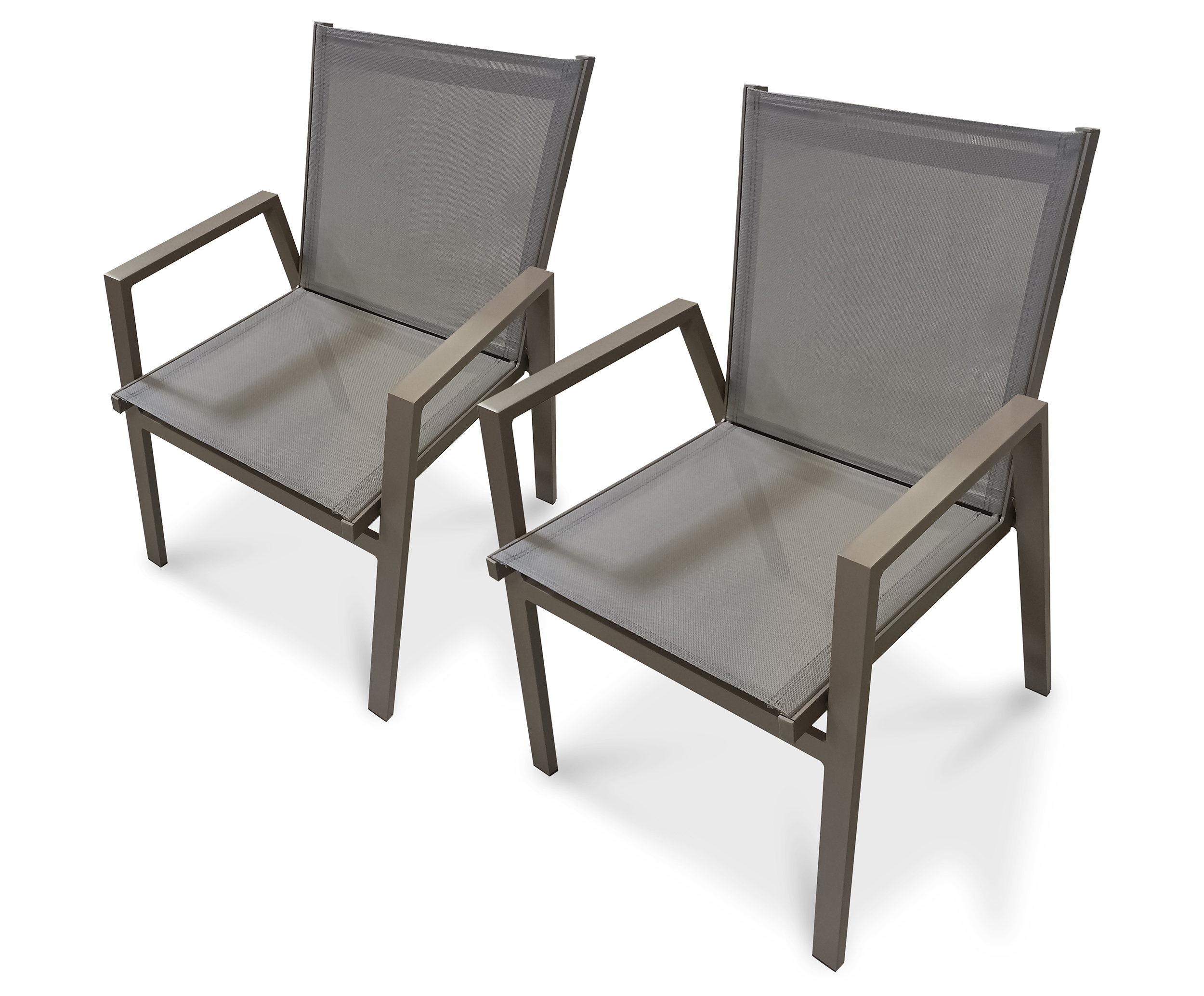 lot de 2 fauteuils de jardin empilables en aluminium quartz