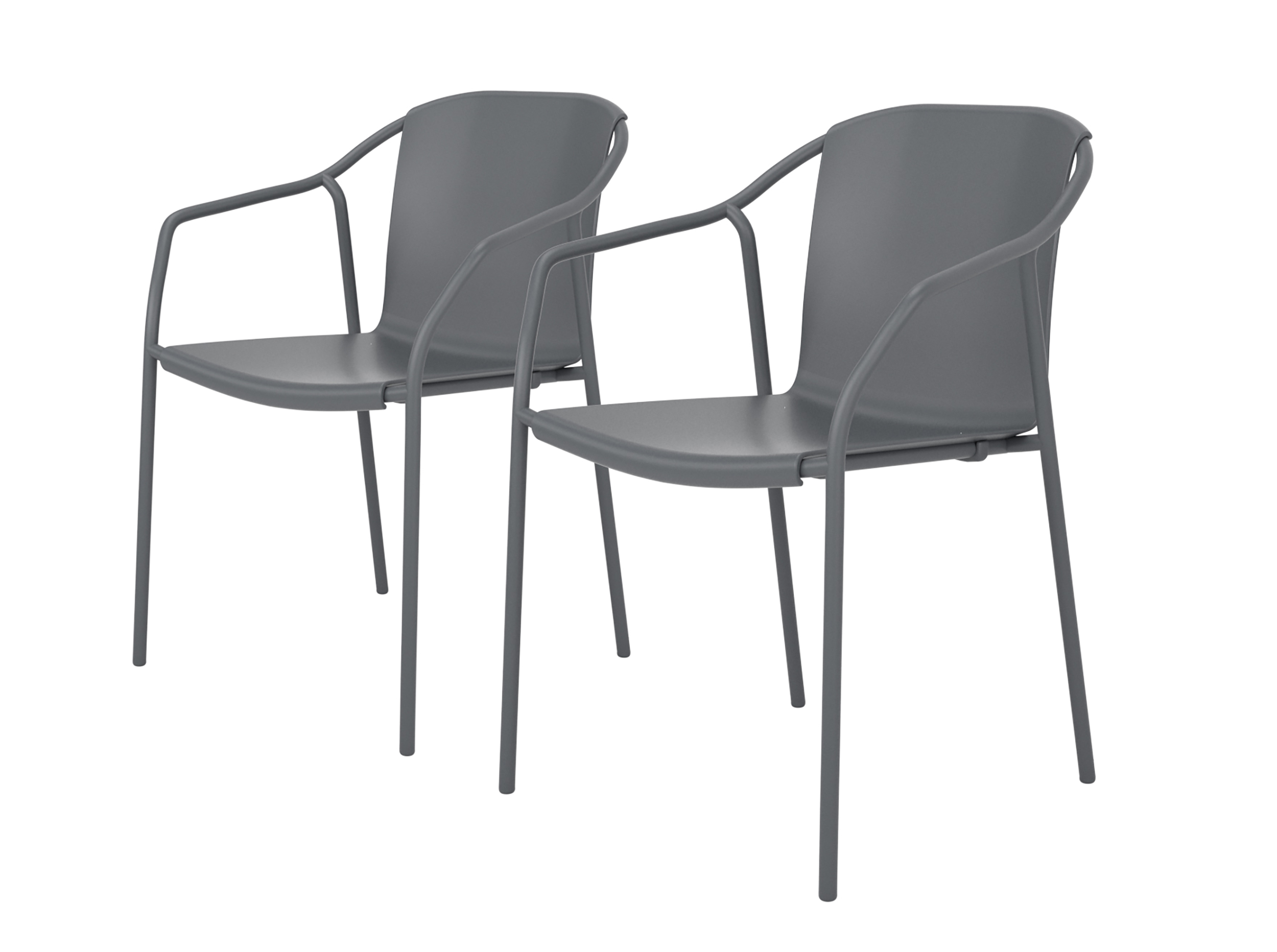 lot de 2 fauteuils de jardin en aluminium laqué et polypropylène gris