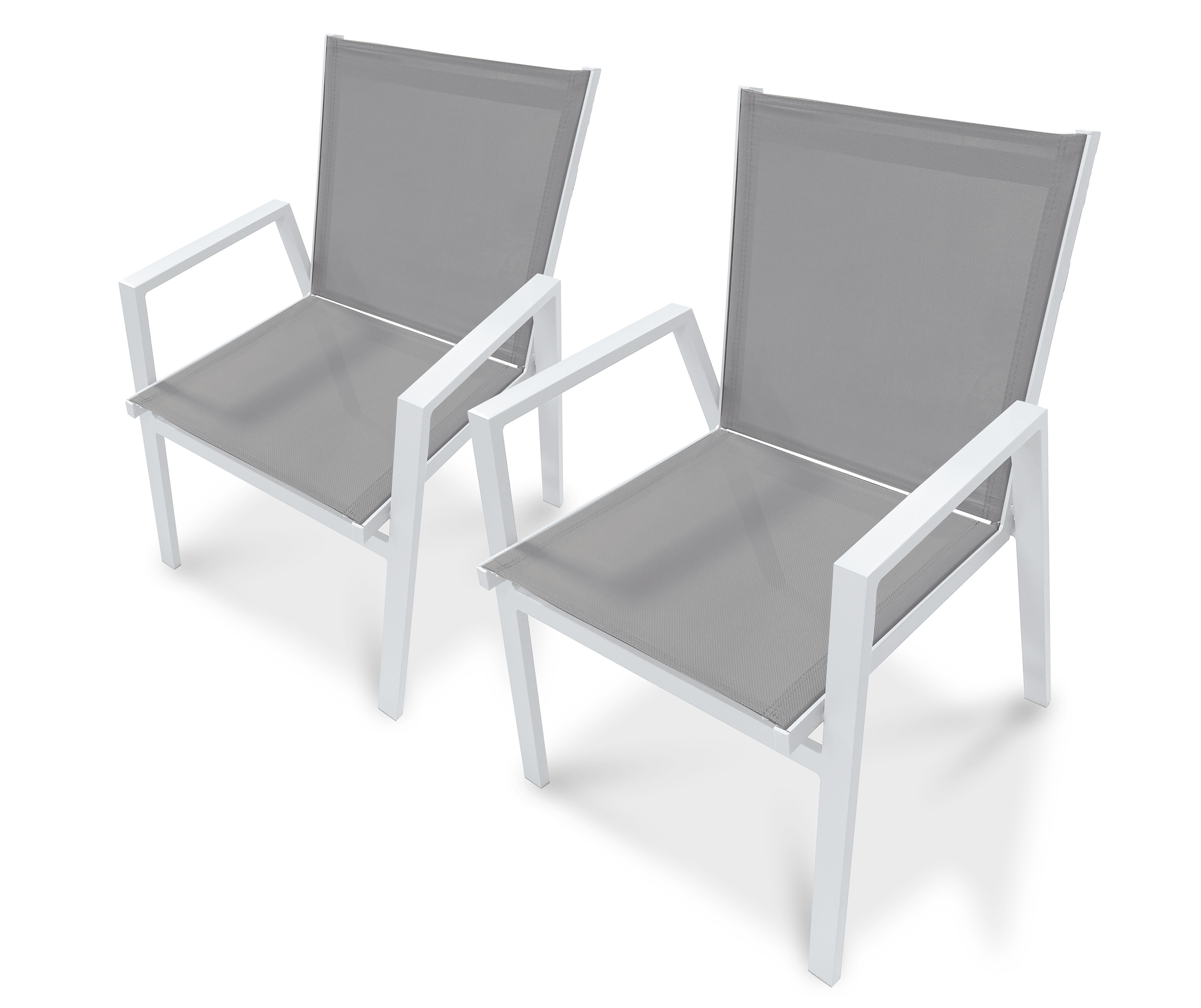 lot de 2 fauteuils de jardin empilables en aluminium blanc