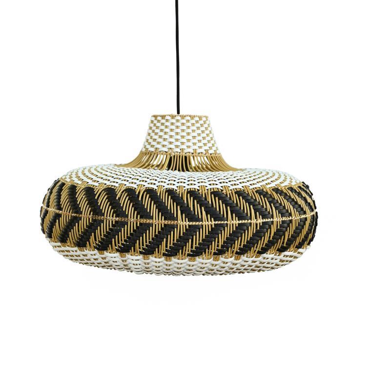 Lampadaire métal tissu h159cm noir