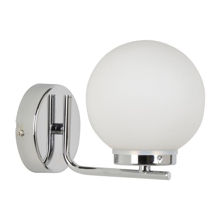 Applique de salle de bain métal et verre opalin diamètre 13cm argenté