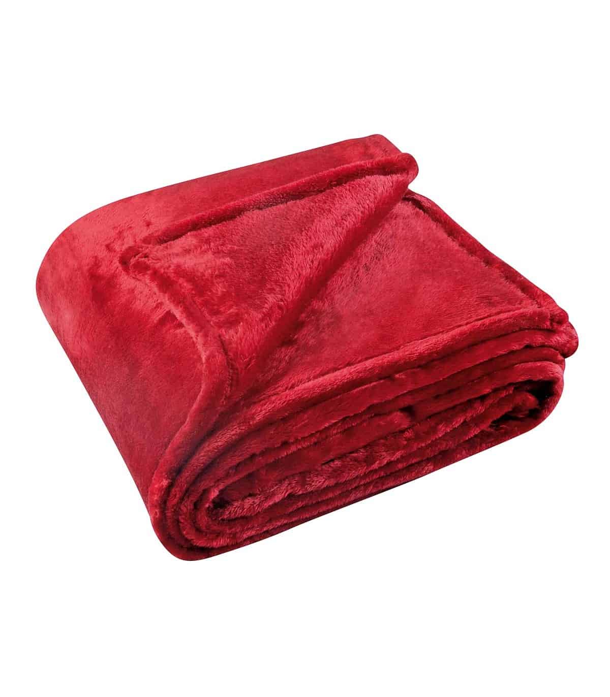 couverture polaire uni 180x220cm rouge