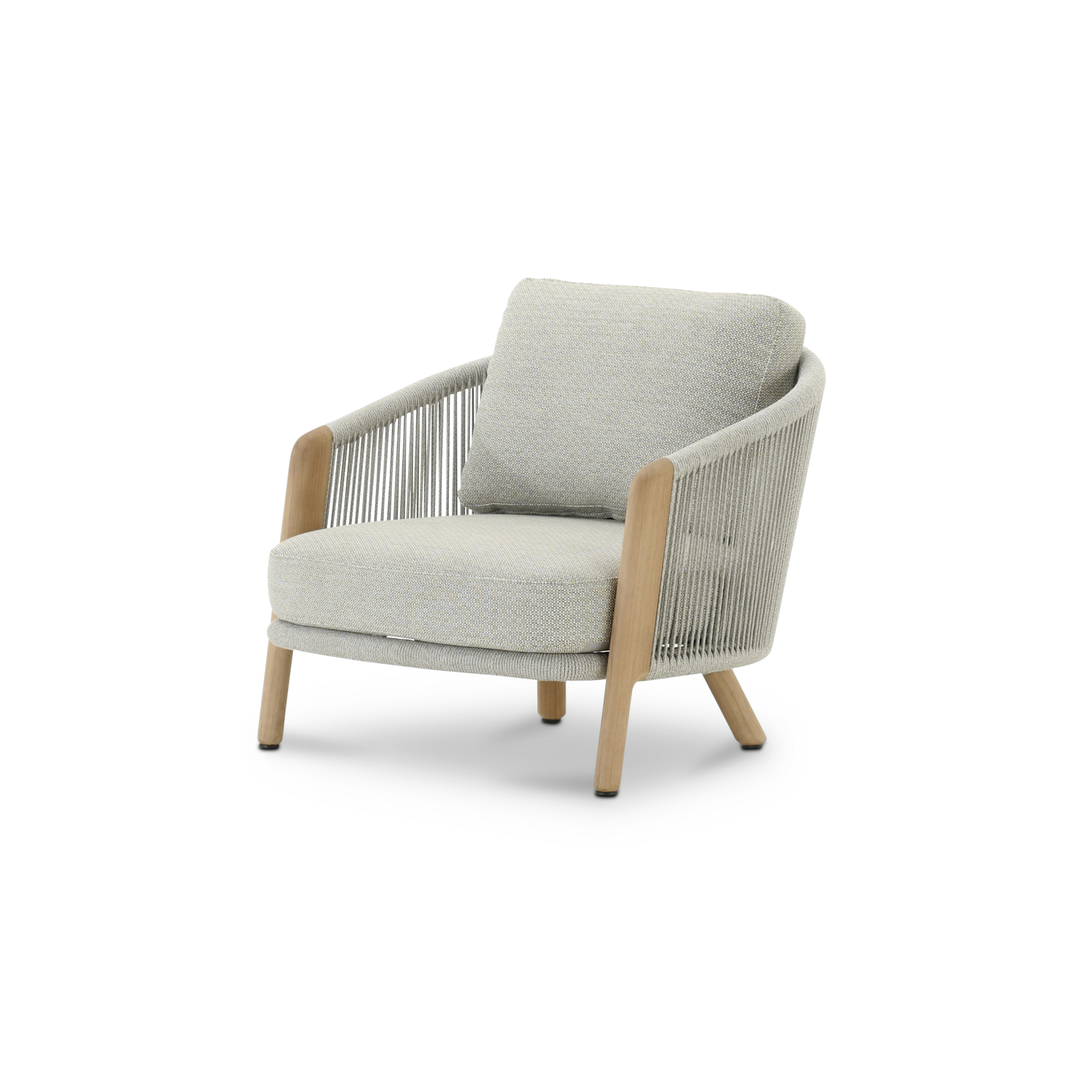 Fauteuil en teck et corde beige