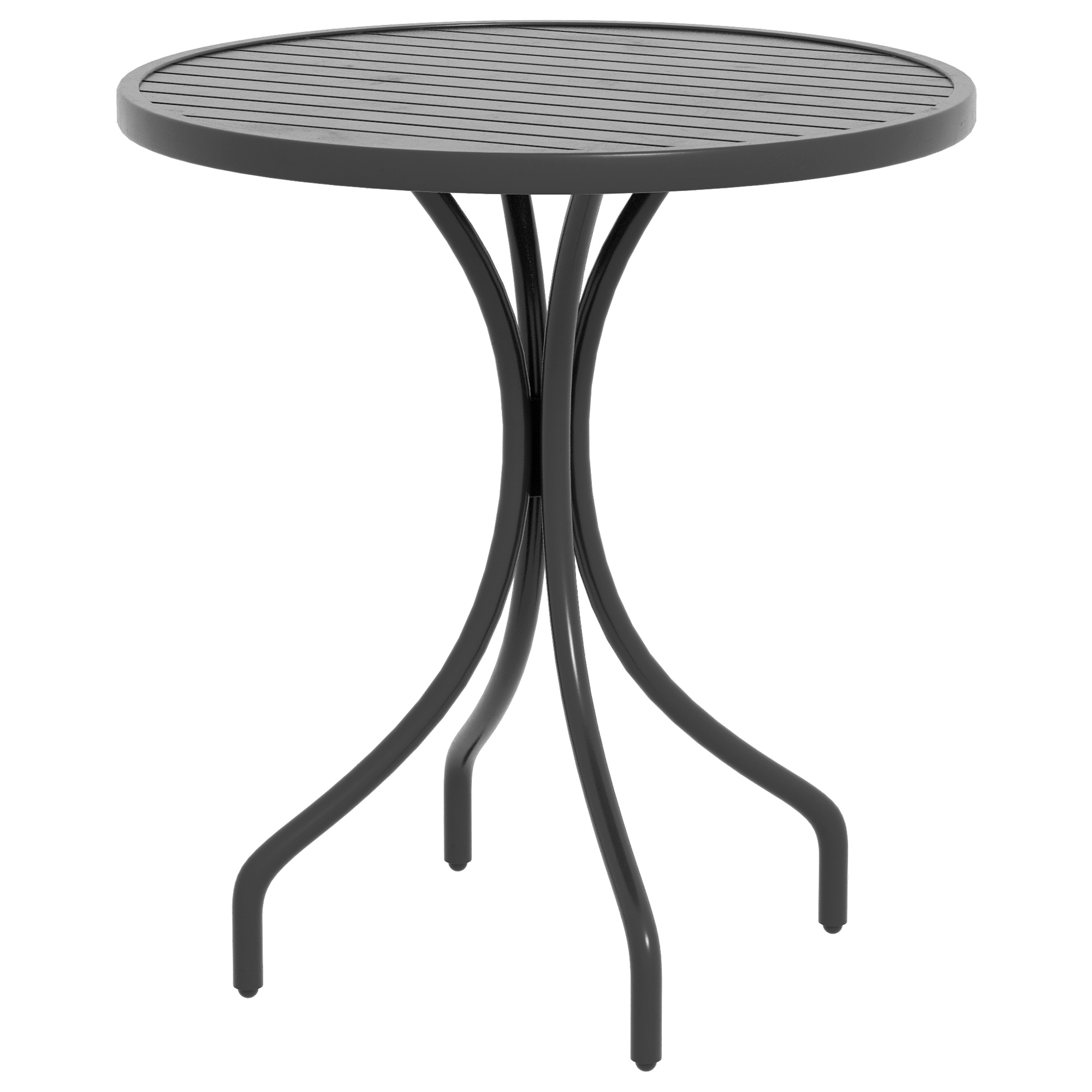 table de jardin ronde ø 66 cm 2 pers. acier plateau à lattes noir