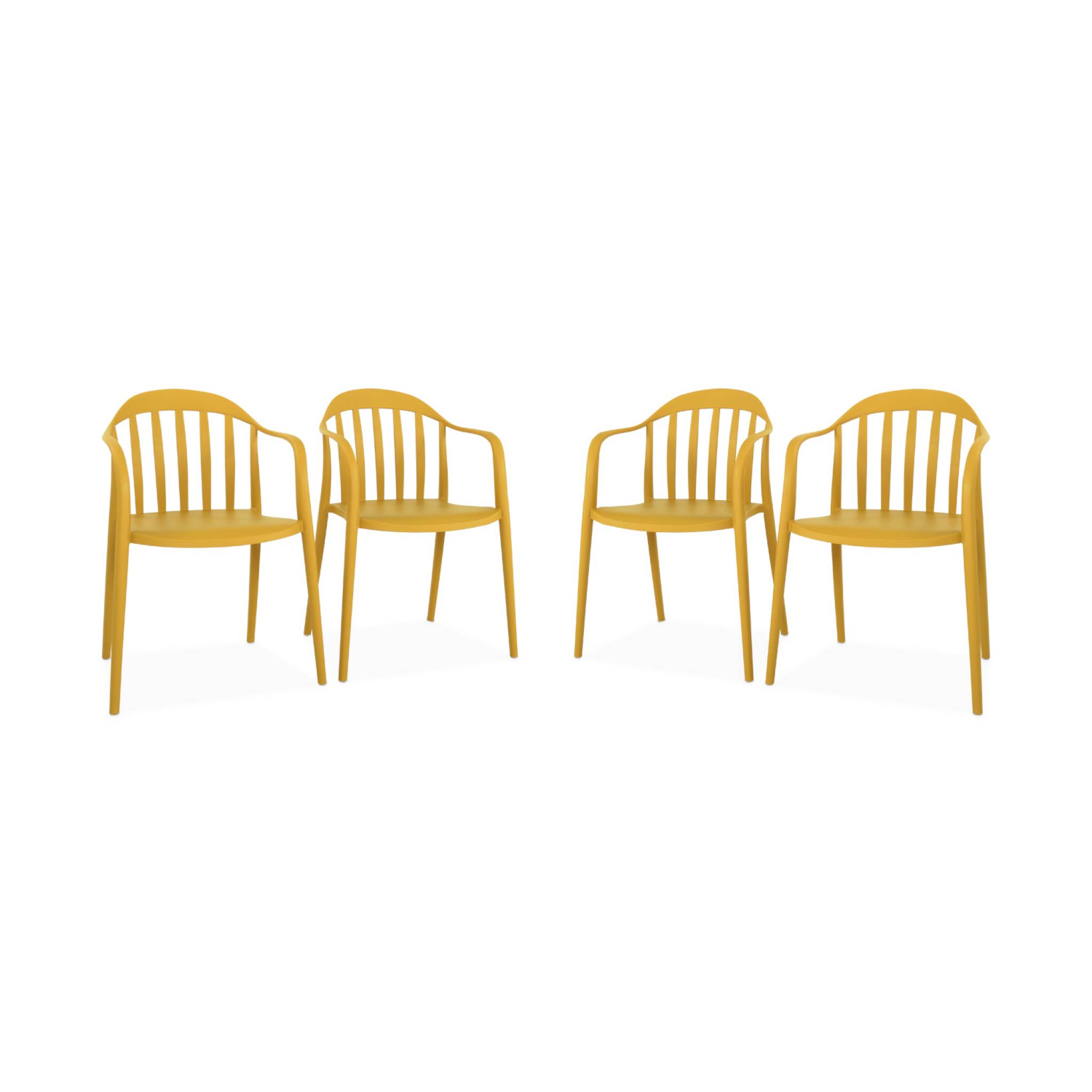 lot de 4 fauteuils de jardin plastique moutarde