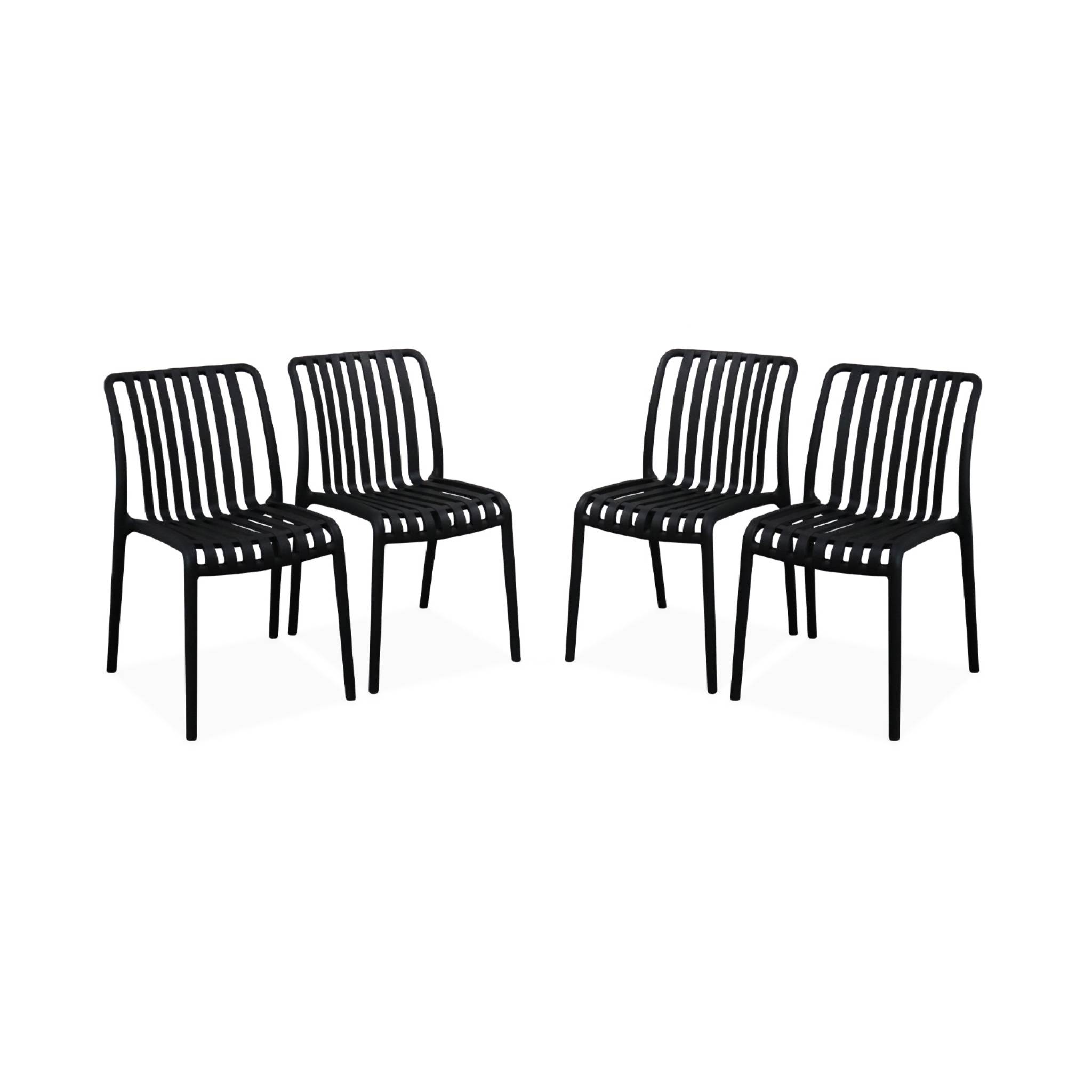 Lot de 4 chaises de jardin en plastique noir