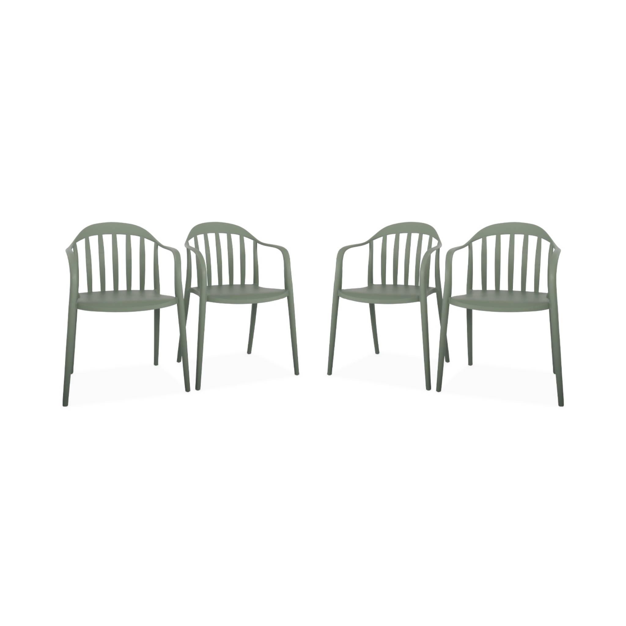 lot de 4 fauteuils de jardin plastique vert de gris