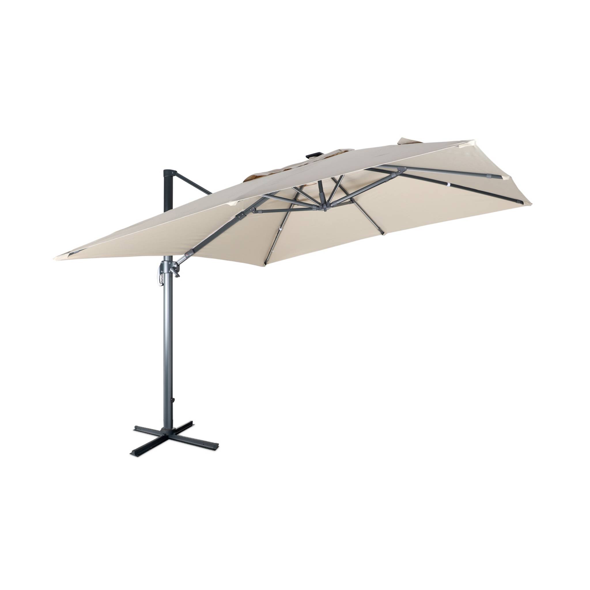 Parasol déporté solaire led 3x3m beige + housse