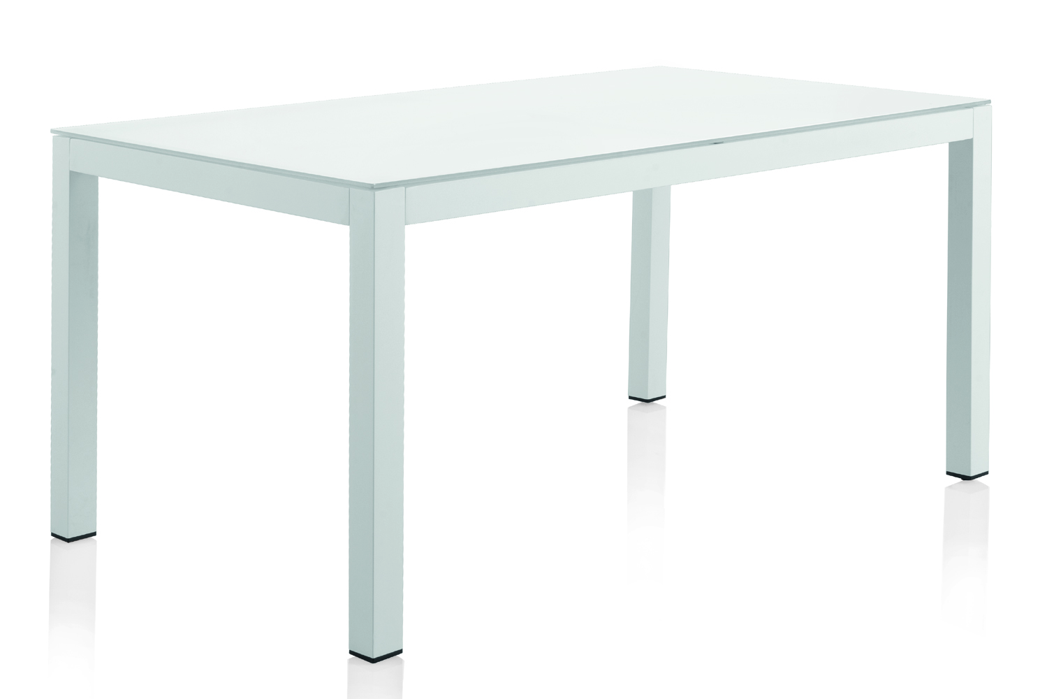 Table aluminium blanc avec plateau verre trempé blanc 152X90 cm