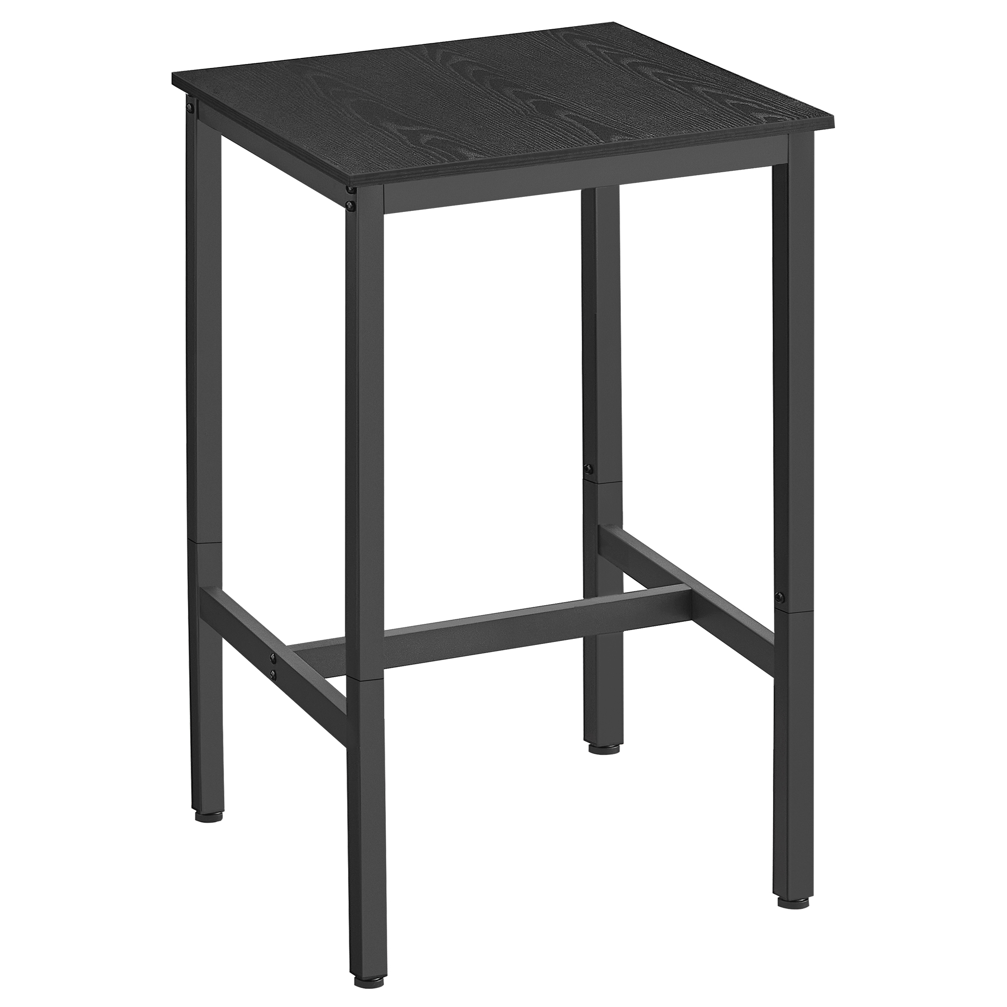 table haute carrée style industriel effet bois noir