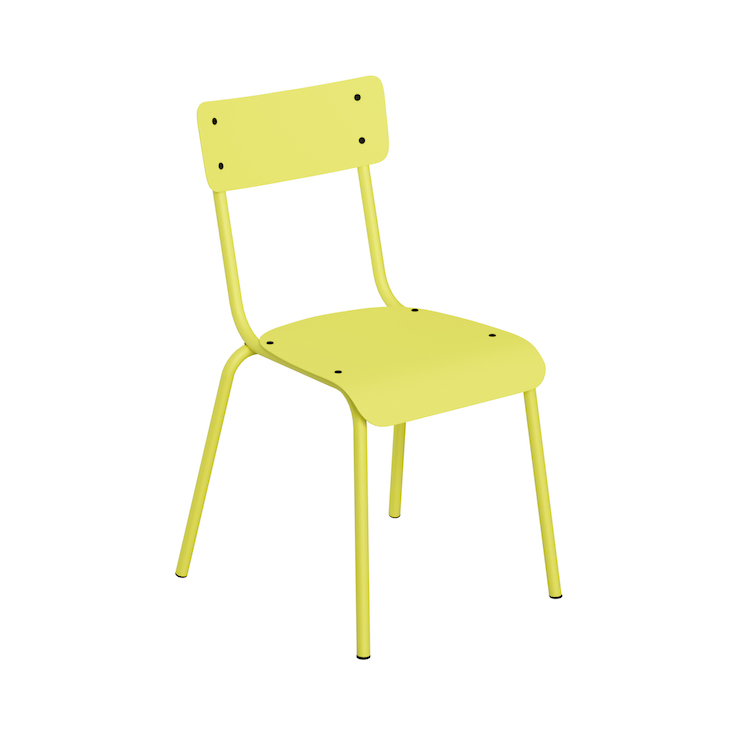 chaise de jardin en métal jaune citron unie