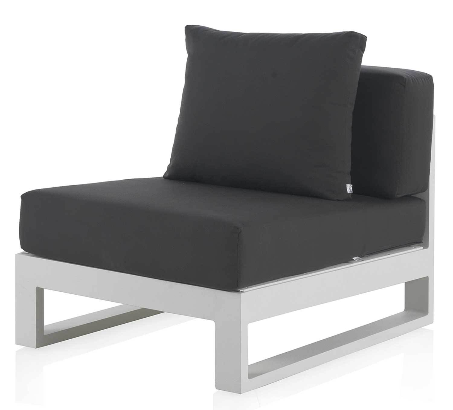 Fauteuil modulable en aluminium blanc avec coussins couleur noire