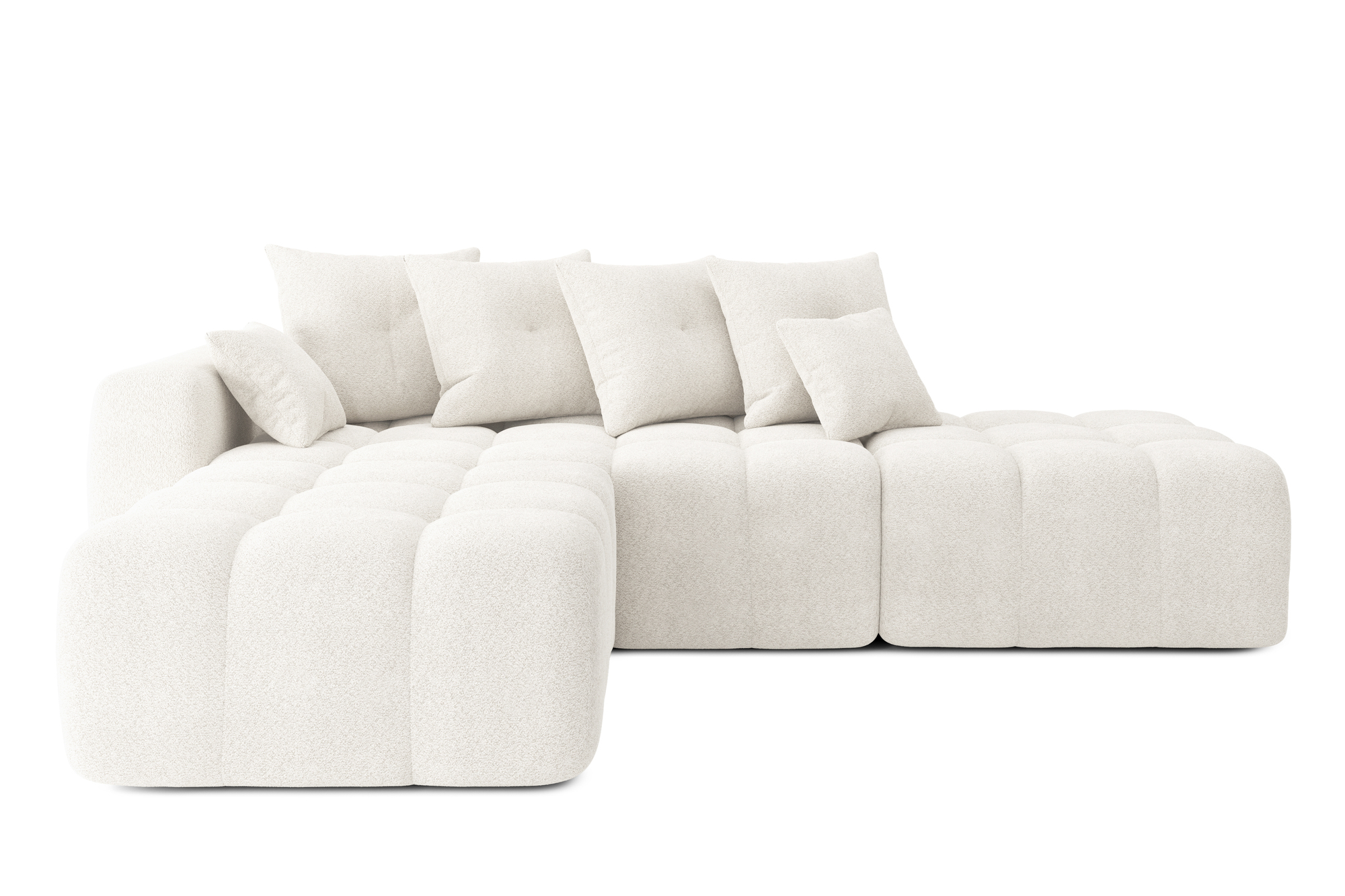 Canapé d'angle 5 places Blanc Tissu Design Confort
