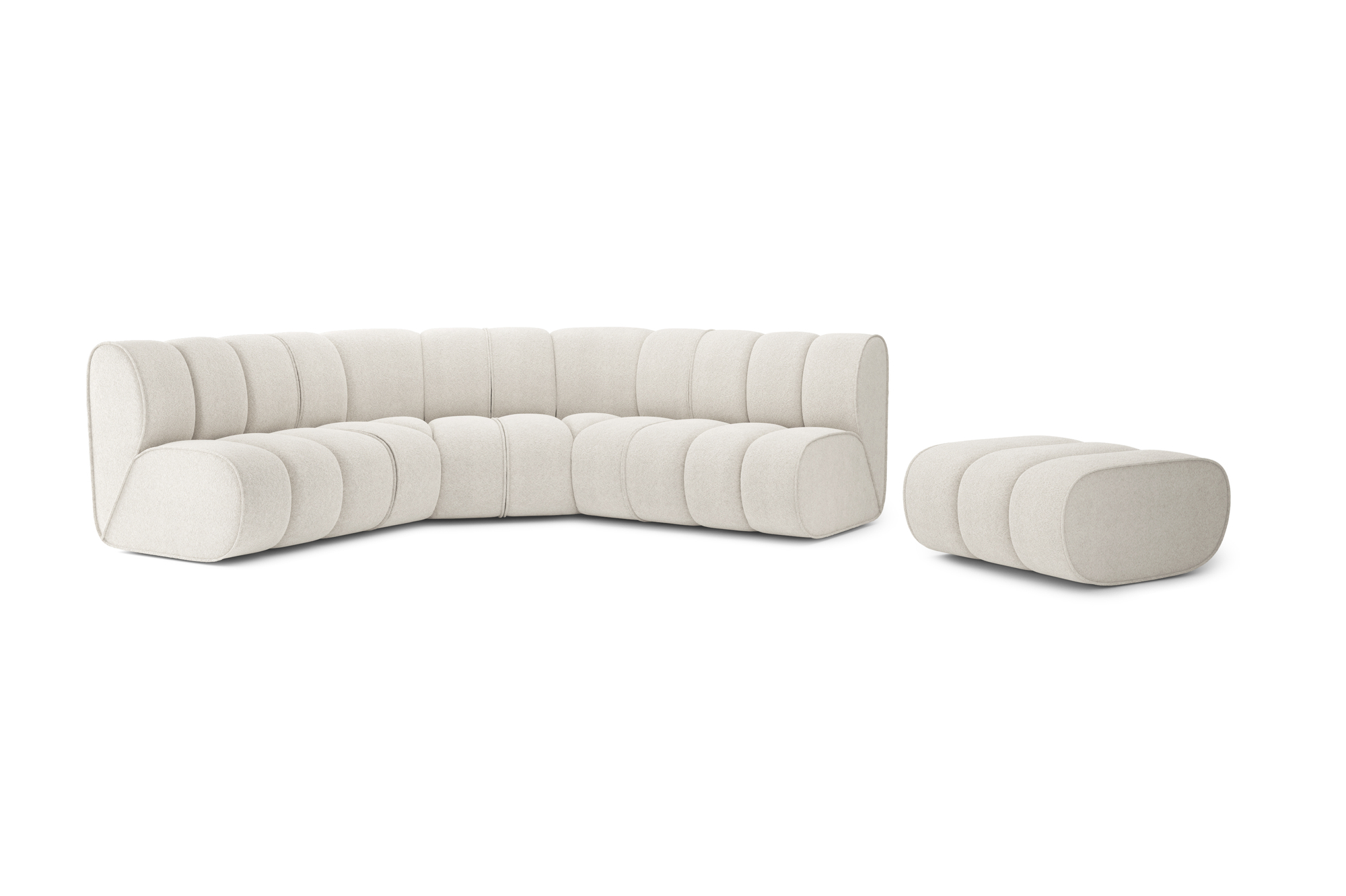 Canapé d'angle 6 places Blanc Tissu Design Confort
