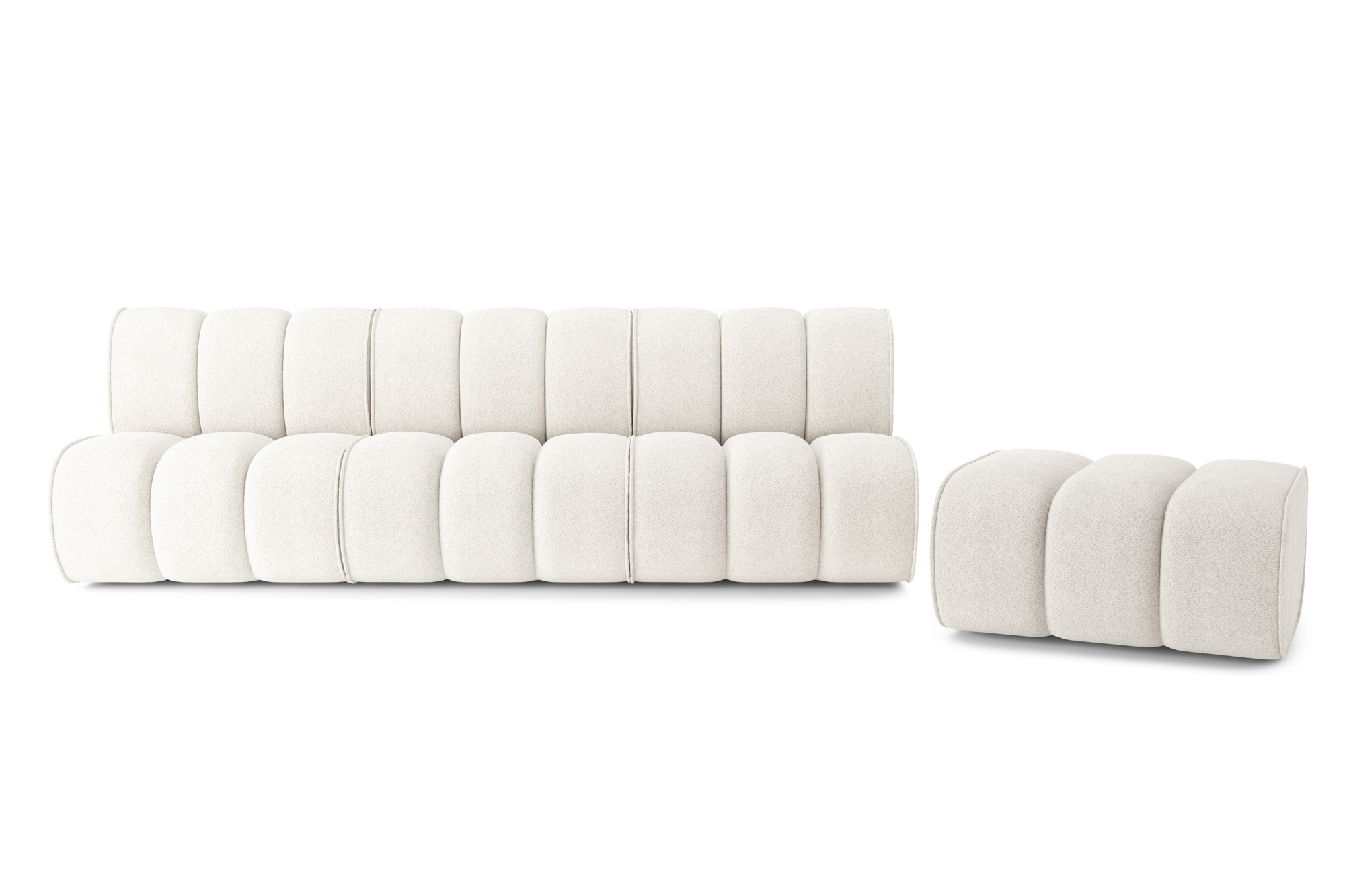 Canapé droit 4 places Blanc Tissu Design Confort