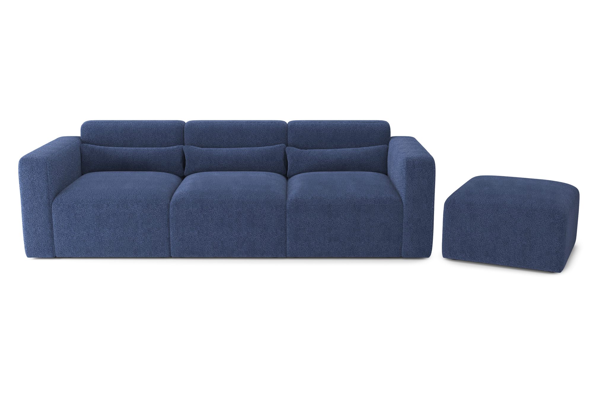 Canapé droit 4 places Bleu Tissu Design Confort