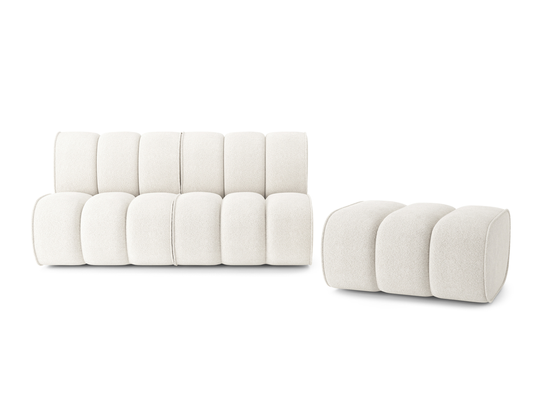 Canapé droit 3 places Blanc Tissu Design Confort
