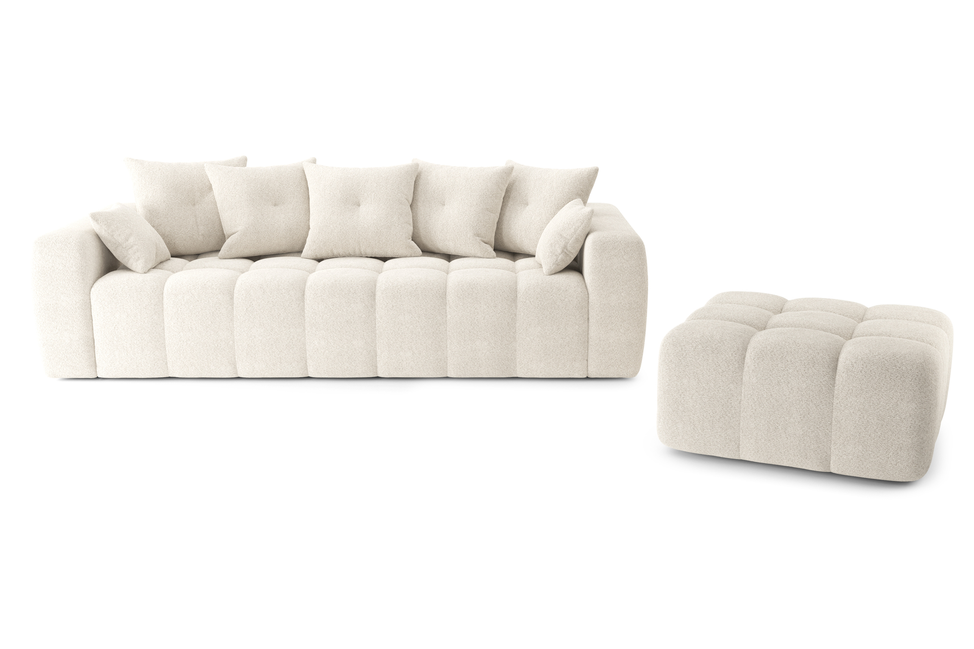 Canapé droit 4 places Blanc Tissu Design Confort