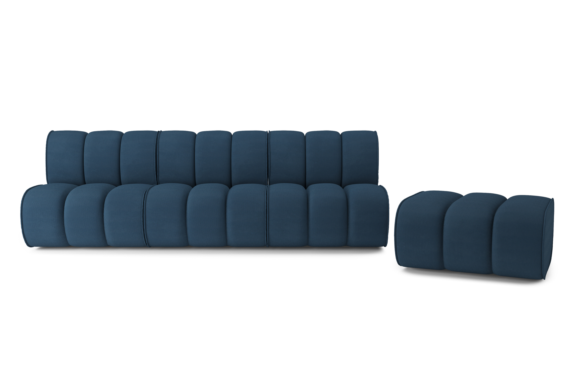 Canapé droit 4 places Bleu Velours Design Confort