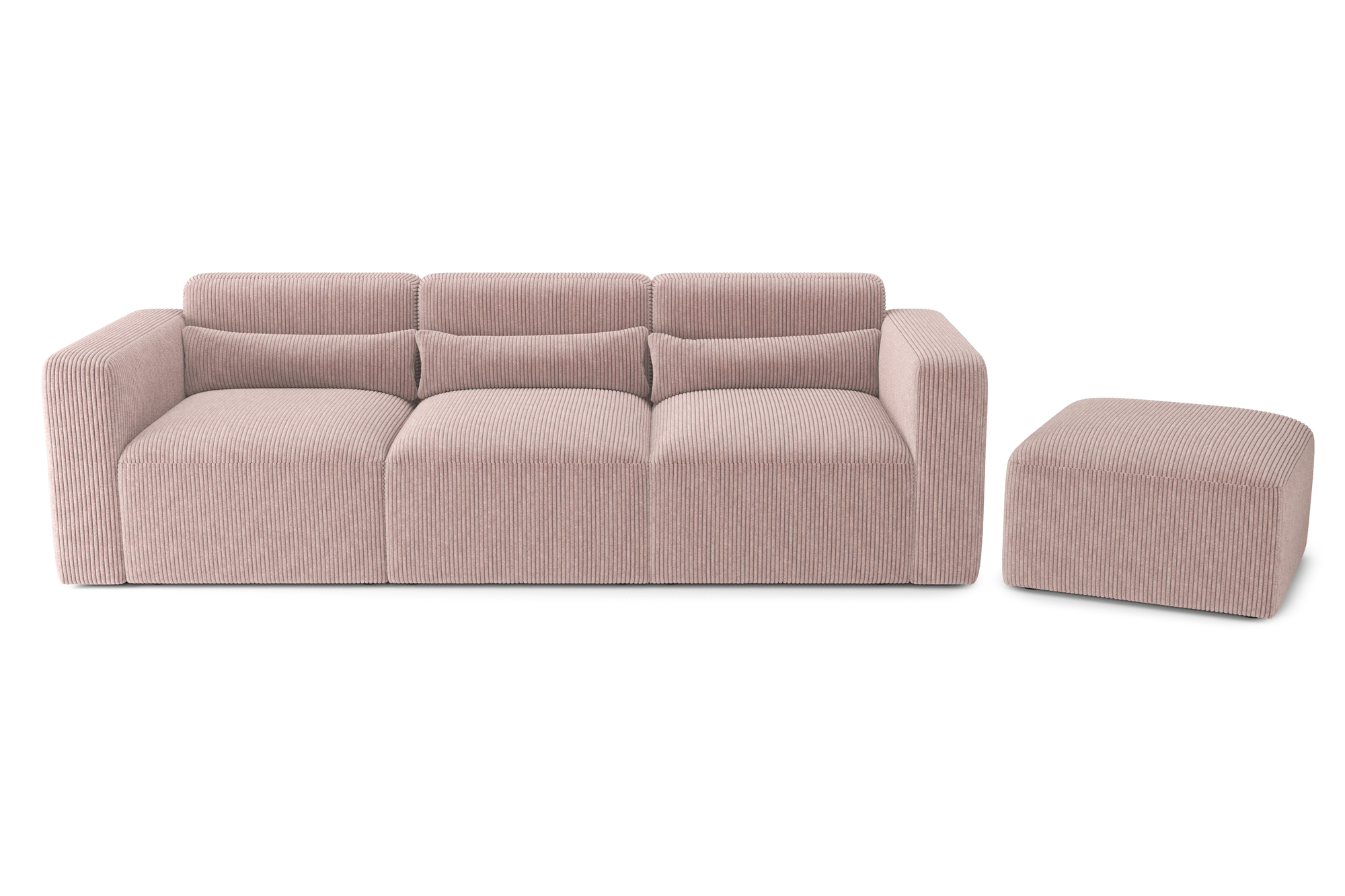Canapé droit 4 places Rose Velours Design Confort