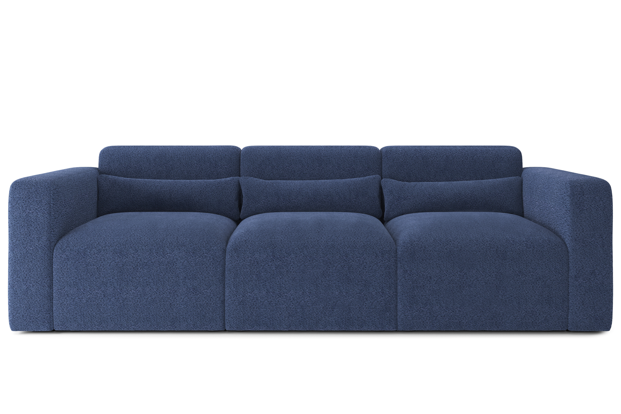 Canapé droit 3 places Bleu Tissu Design Confort