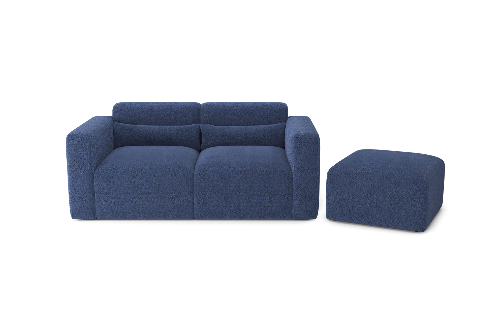 Canapé droit 3 places Bleu Tissu Design Confort