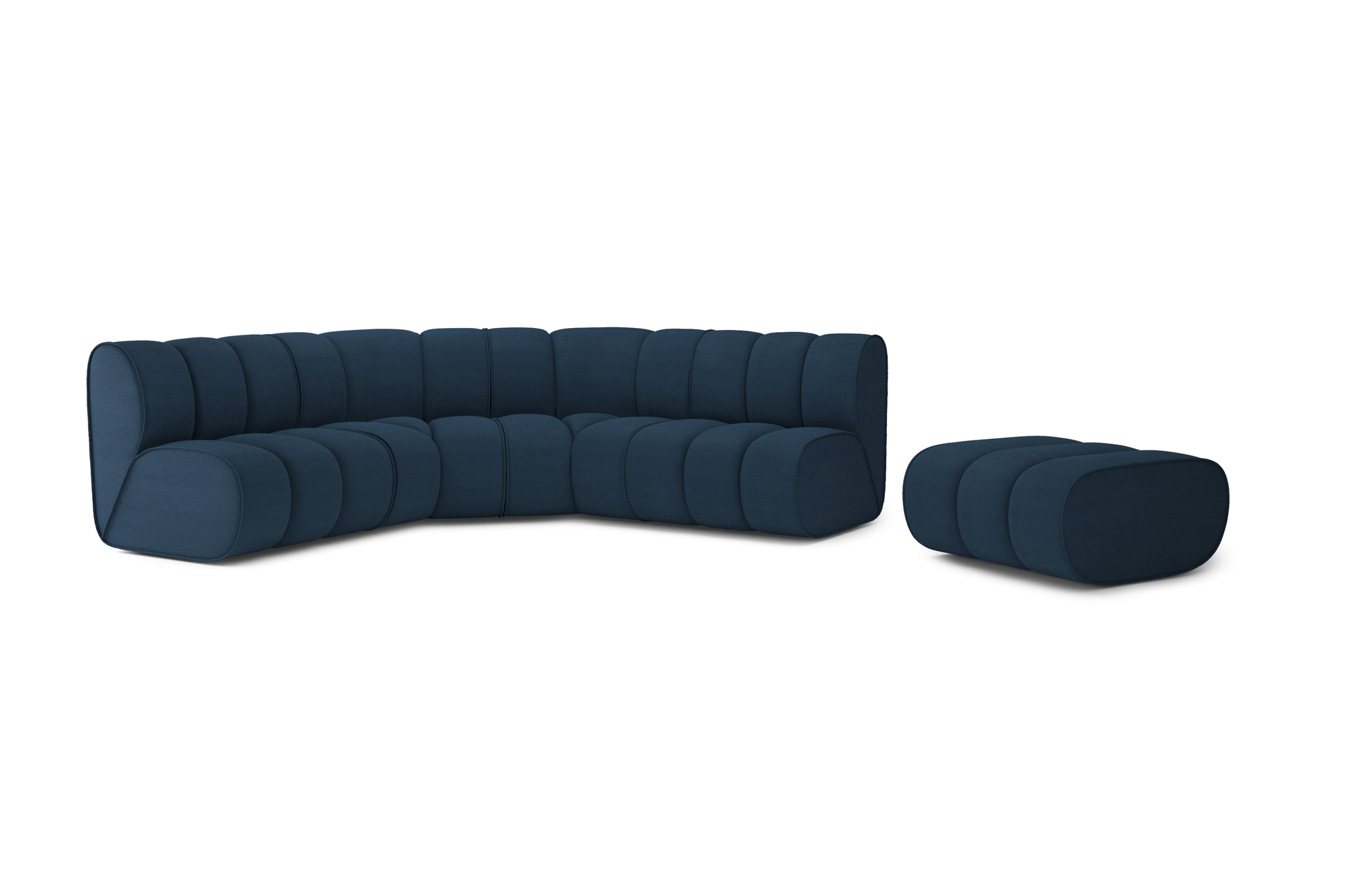 Canapé d'angle 6 places Bleu Velours Design Confort