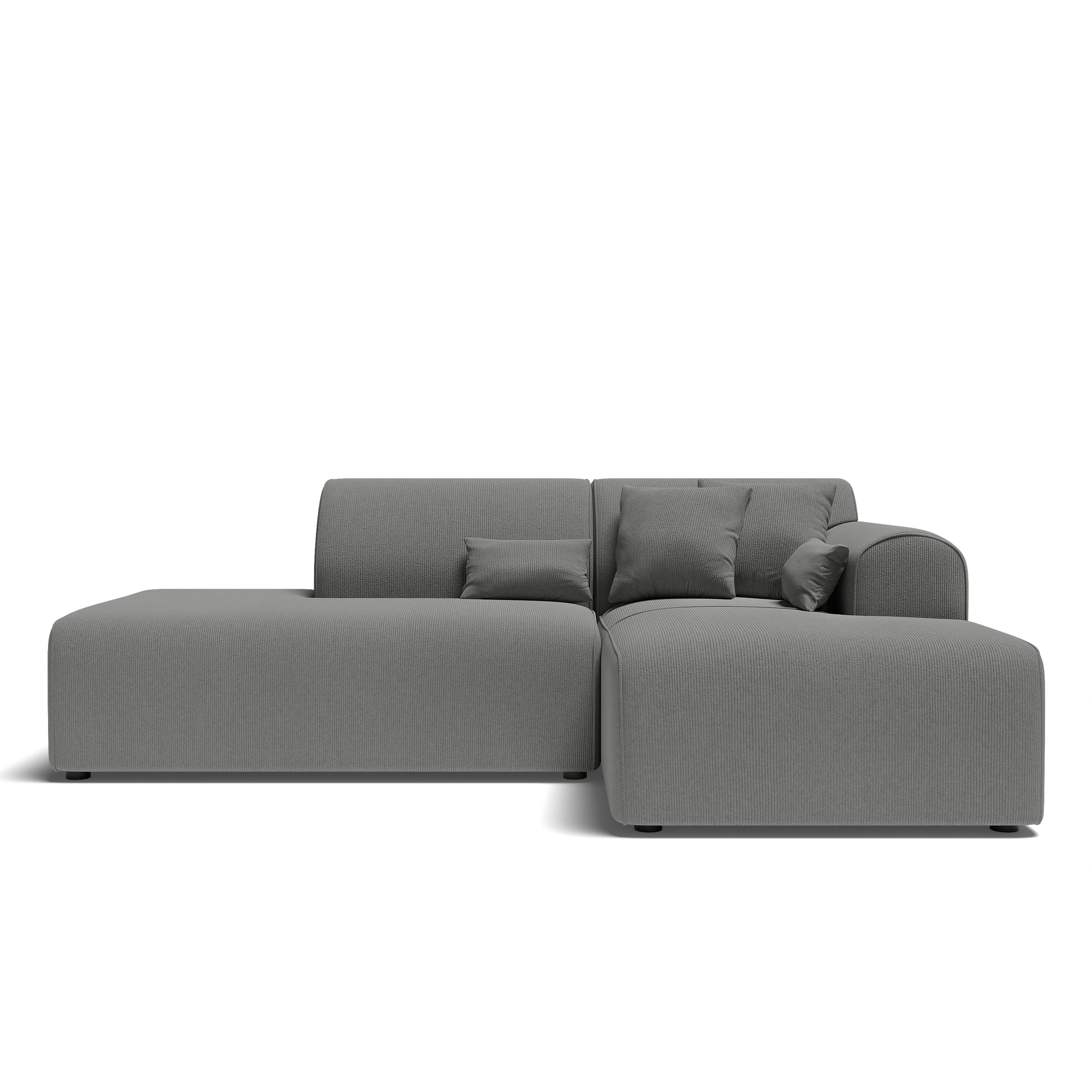 Canapé d'angle 4 places Gris Velours Moderne Confort