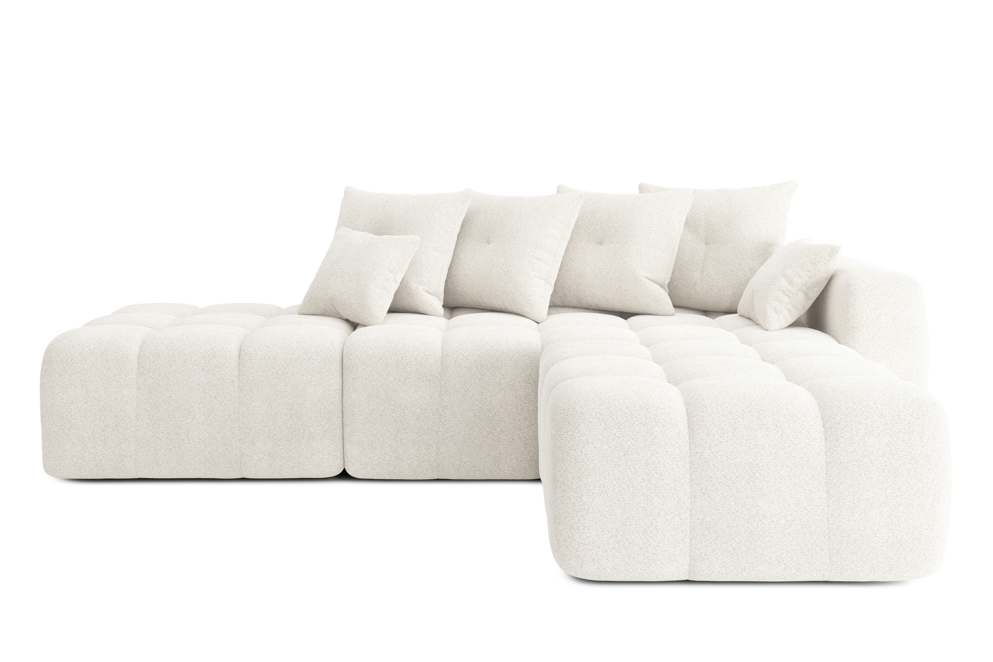 Canapé d'angle 5 places Blanc Tissu Design Confort