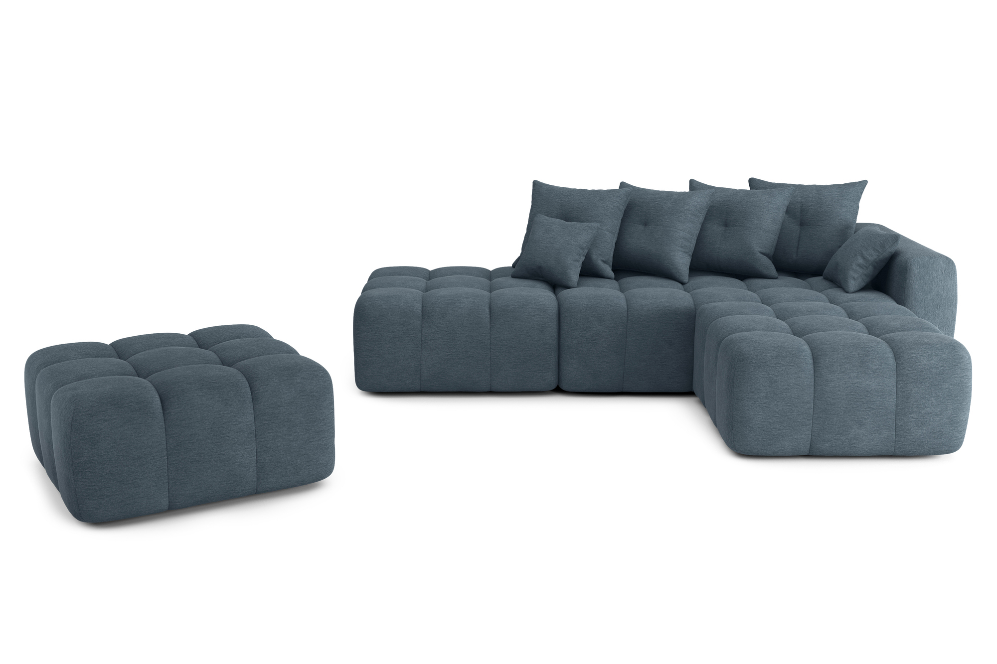 Canapé d'angle 6 places Bleu Tissu Design Confort