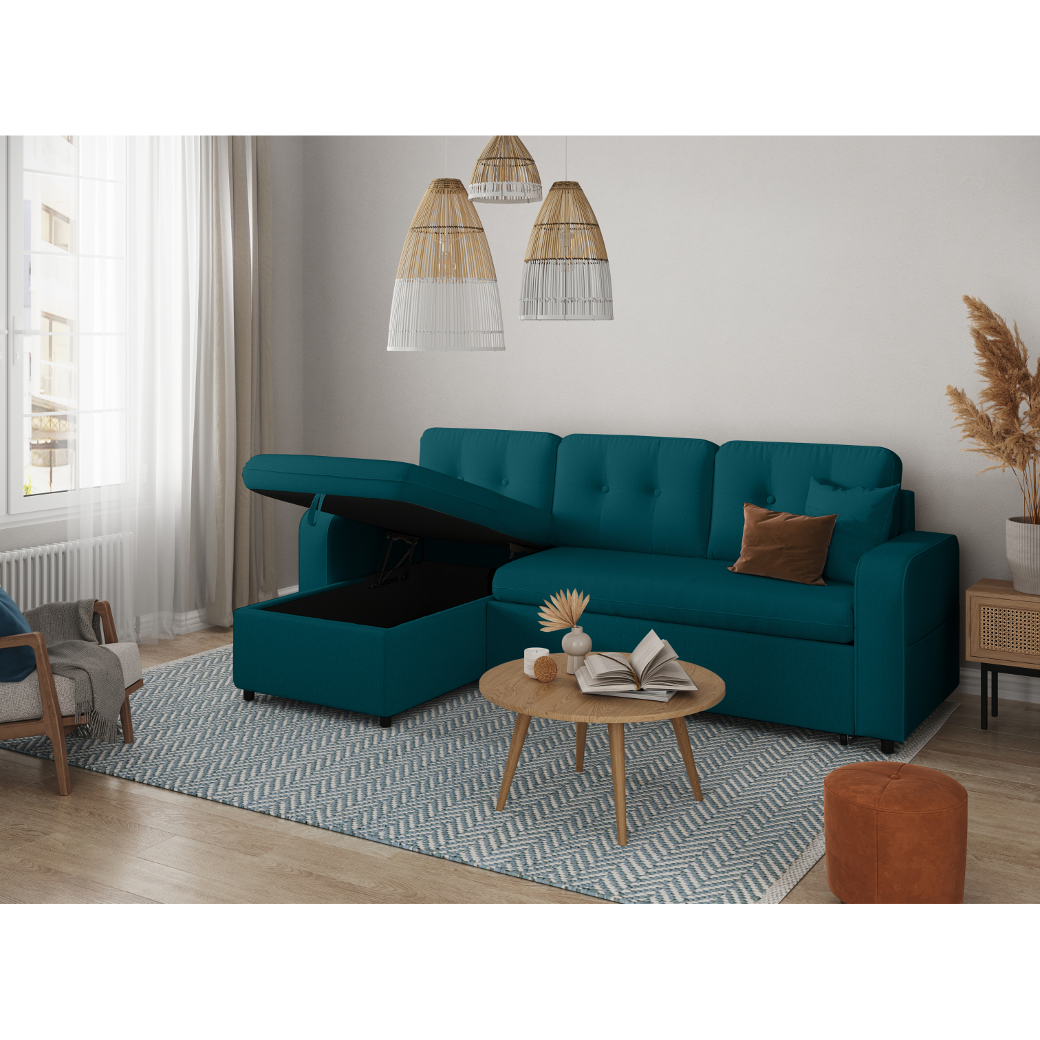 marius - Canapé convertible Bleu - Vue supplémentaire 2