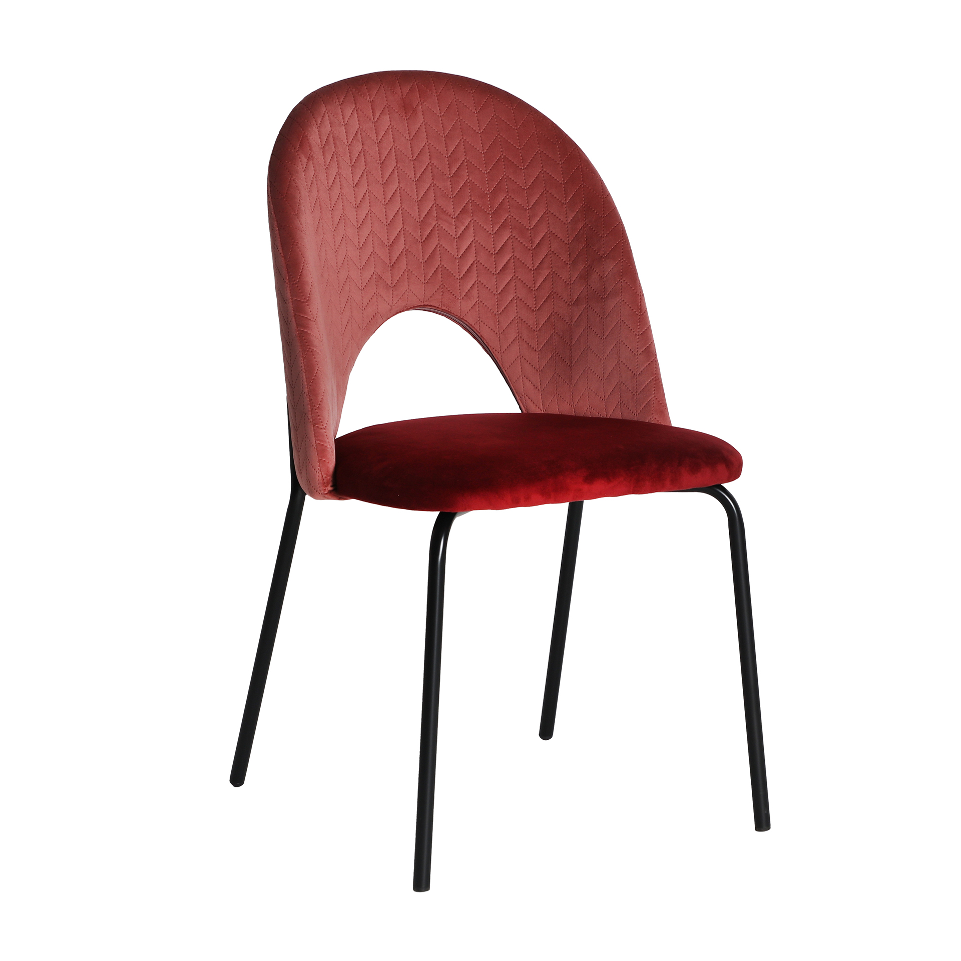 Chaise en velours bordeaux 49x54x88 cm – lot de 2