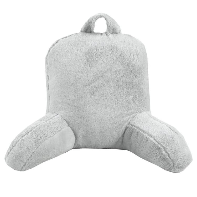 Coussin de lecture déhoussable fausse fourrure gris clair 50 x 70 cm