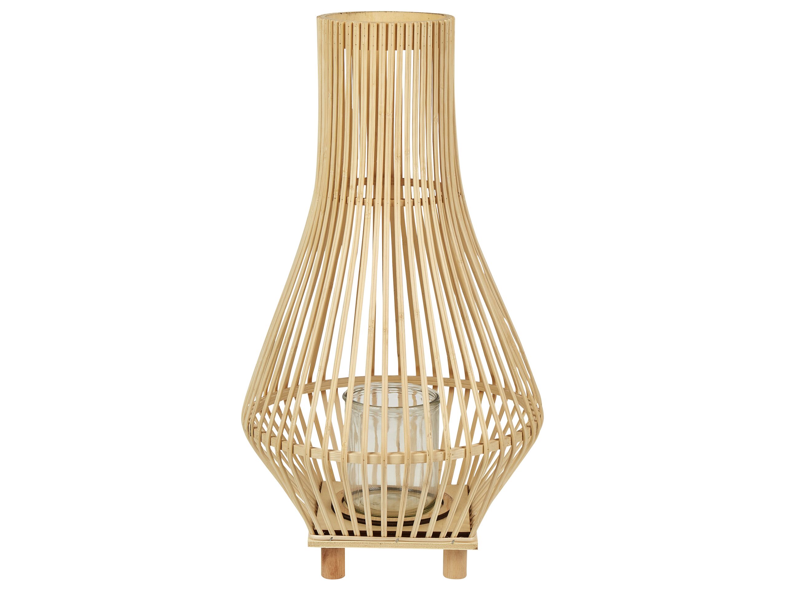 lanterne décorative 58 cm en bois clair