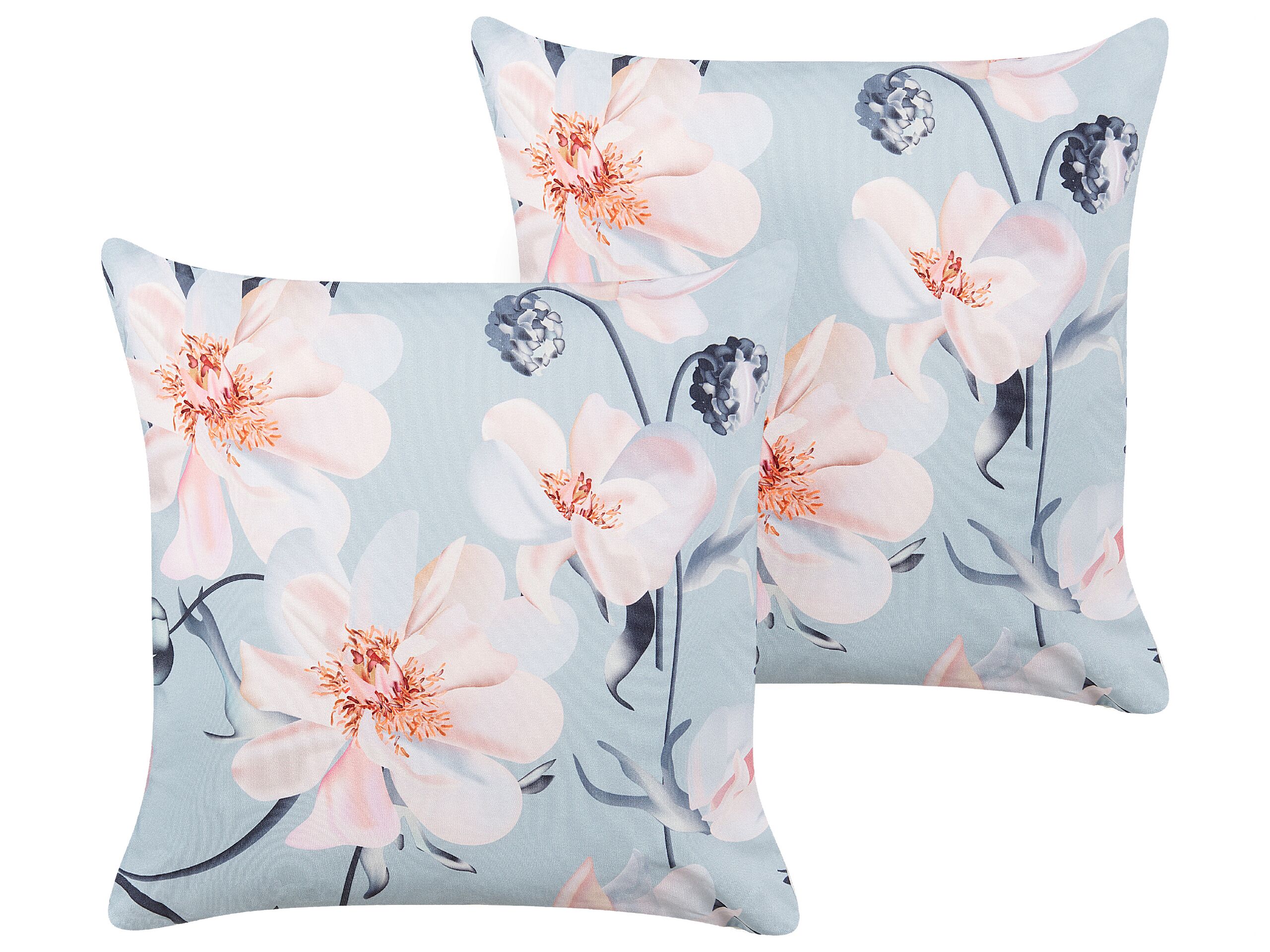 Lot de 2 coussins de jardin à motif floral bleus 45 x 45 cm