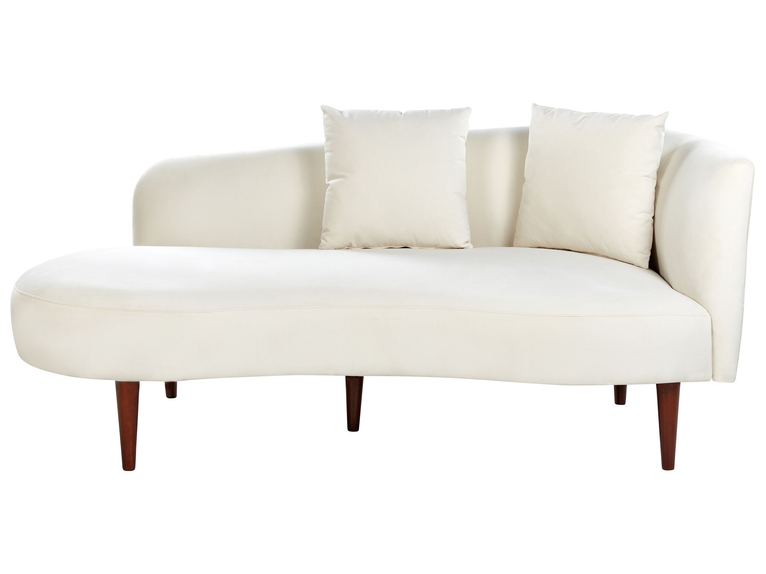 Chaise longue côté droit en velours blanc crème