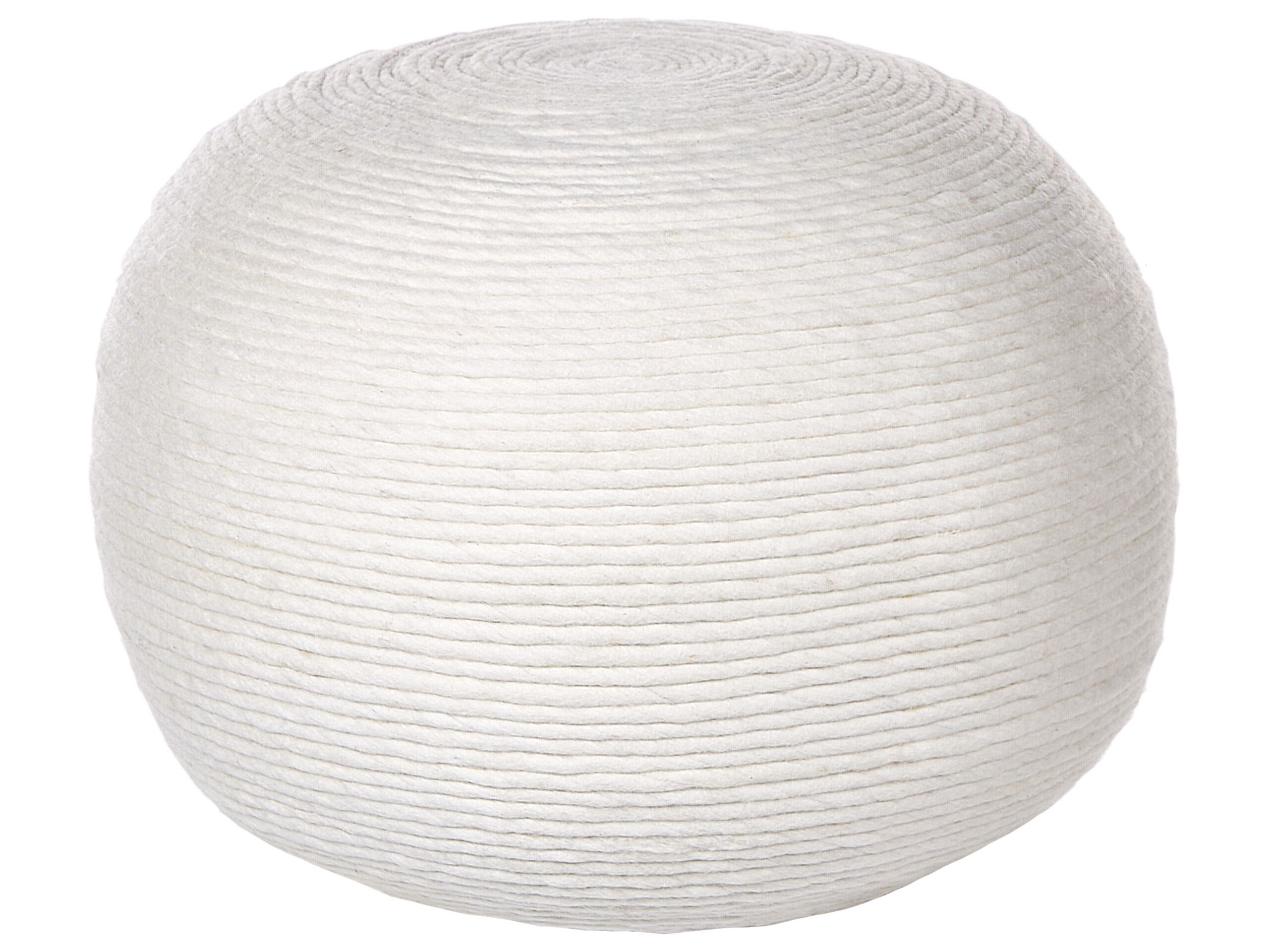 pouf tissé en laine blanche ⌀ 50 cm