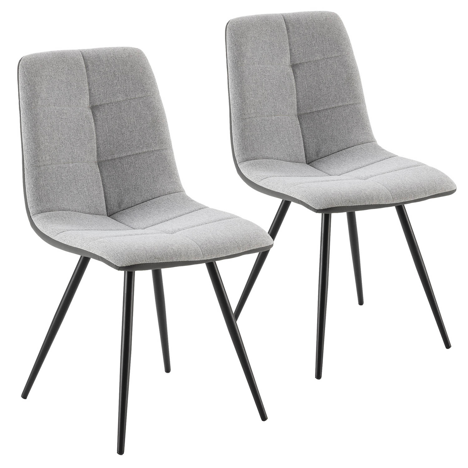 Pack de 2 chaises, tissu et simili cuir Gris