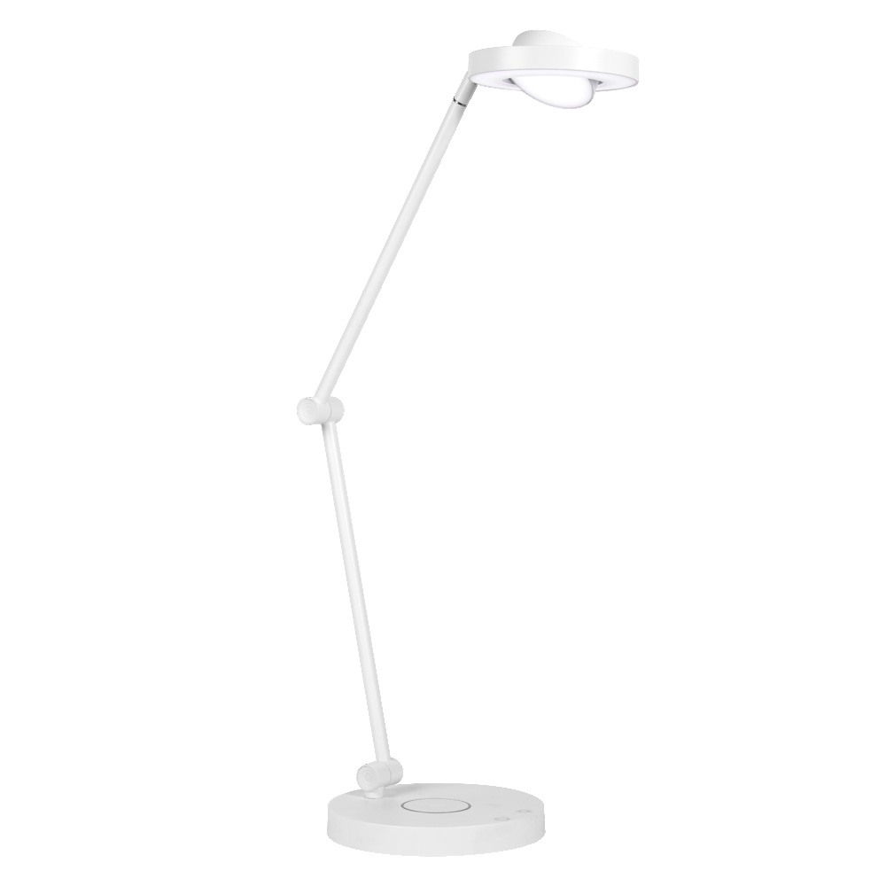 lampe de bureau lumineuse avec chargeur à induction en pvc blanc, 54cm