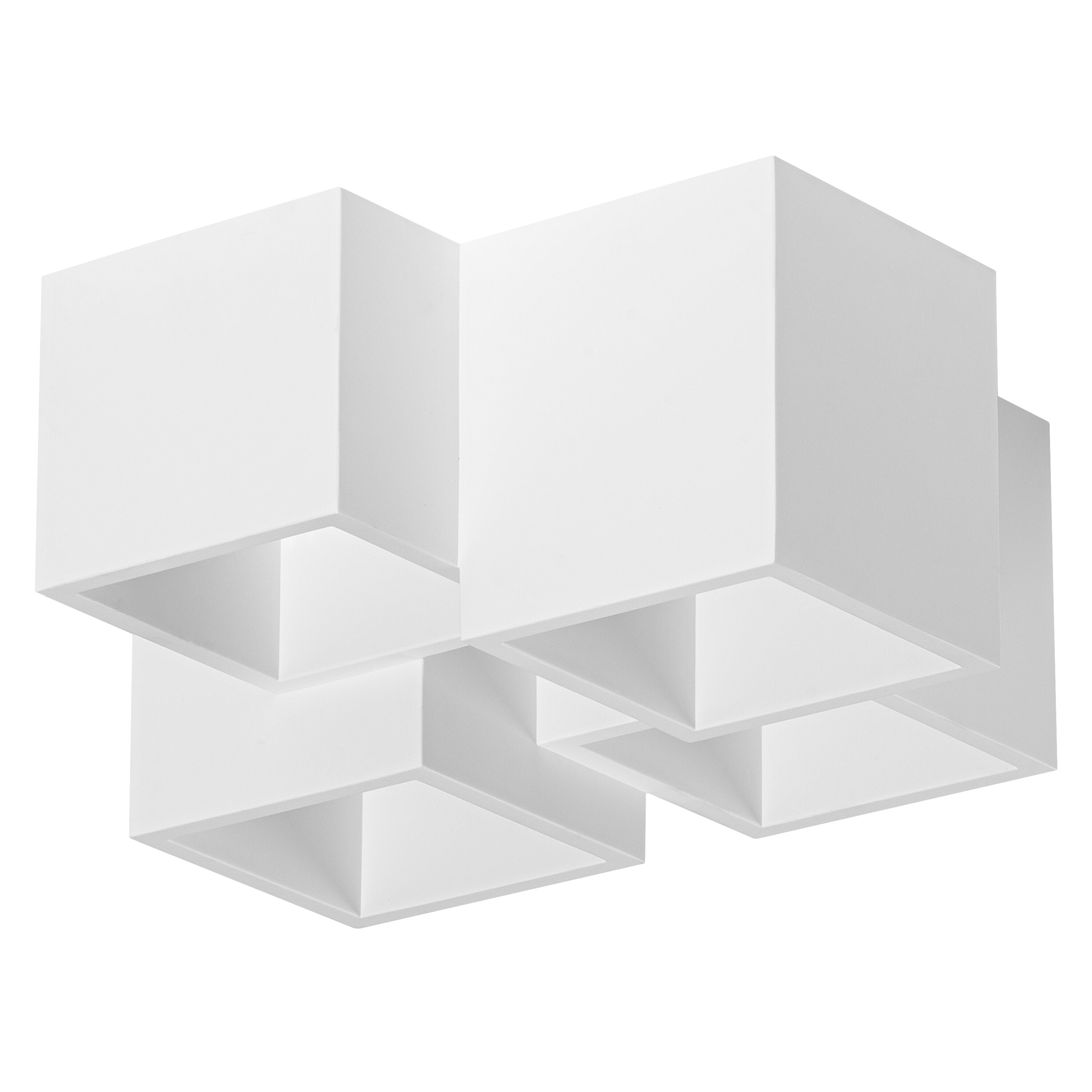 Plafonnier en plâtre blanc, 25x25cm