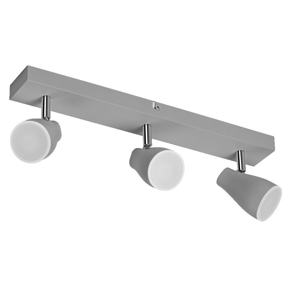 Spot 3 ampoules LED en PVC gris, 43cm