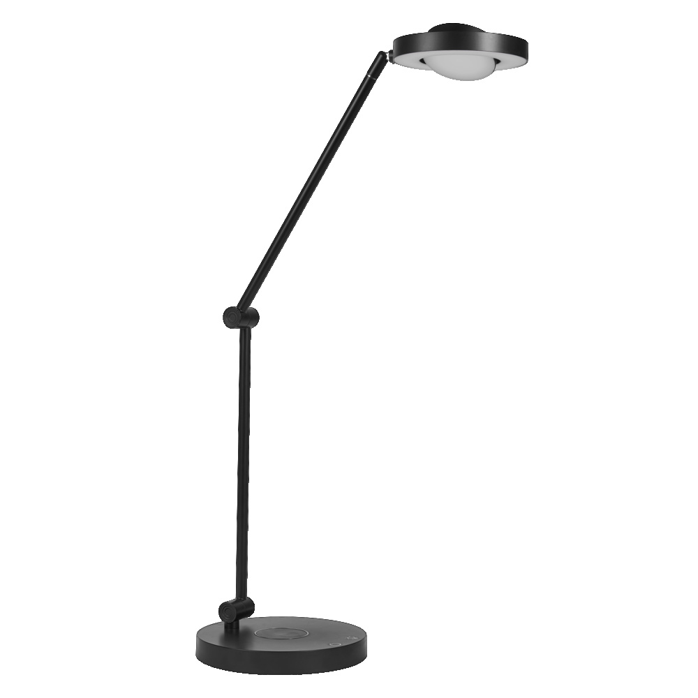 Lampe de bureau avec chargeur à induction en PVC noir, 56cm