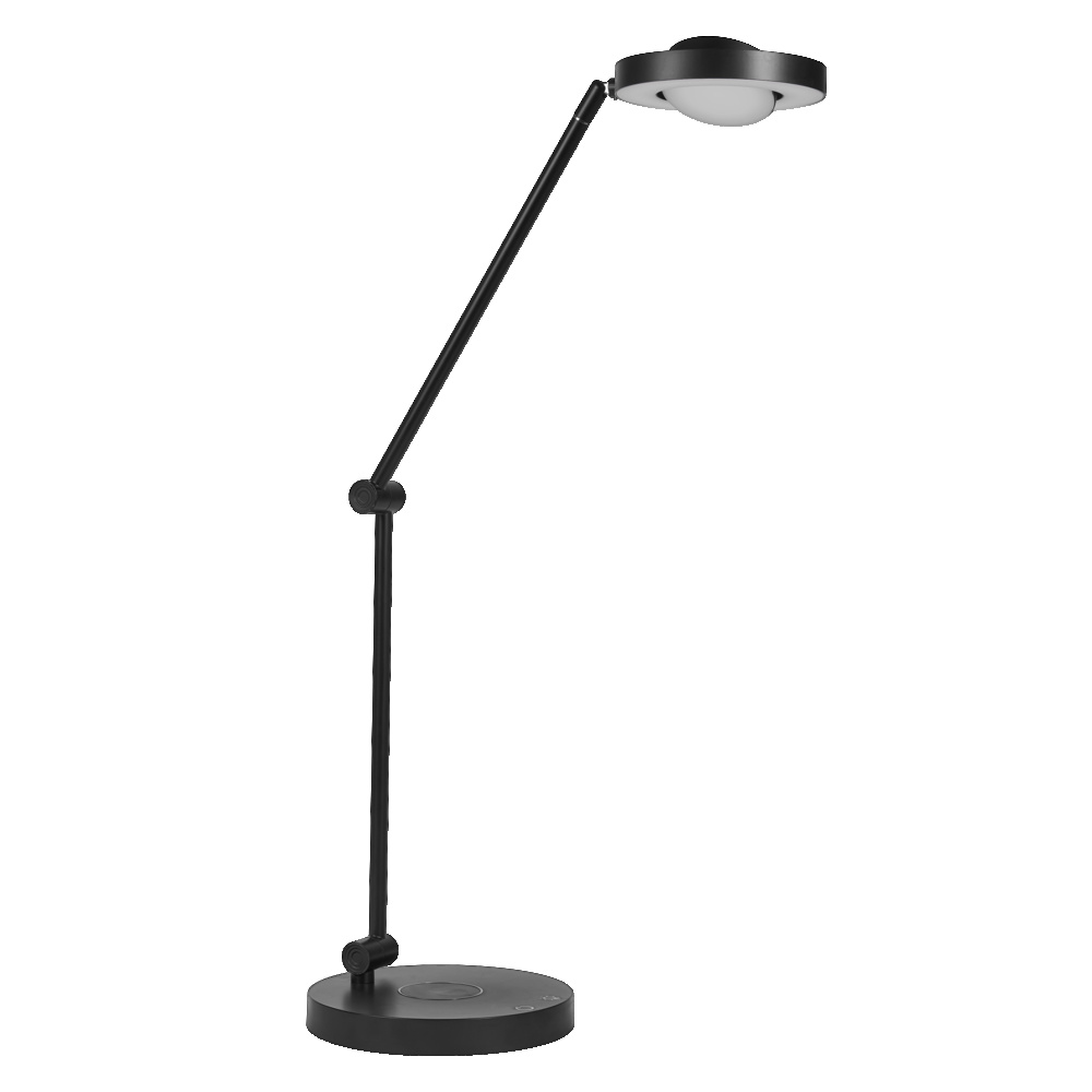 lampe de bureau lumineuse avec chargeur à induction en pvc noir, 56cm