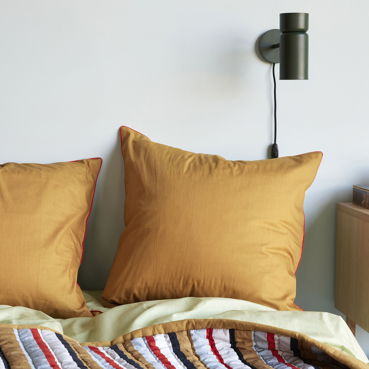 linge de lit en coton orange et vert 80x80, 140x200cm