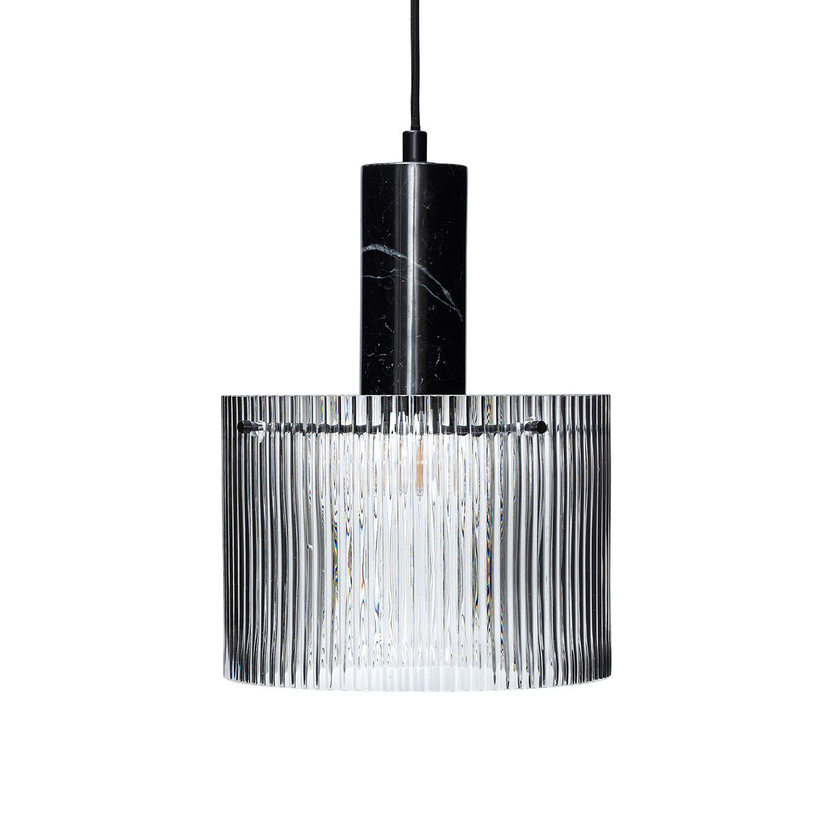 Suspension en verre et marbre noir