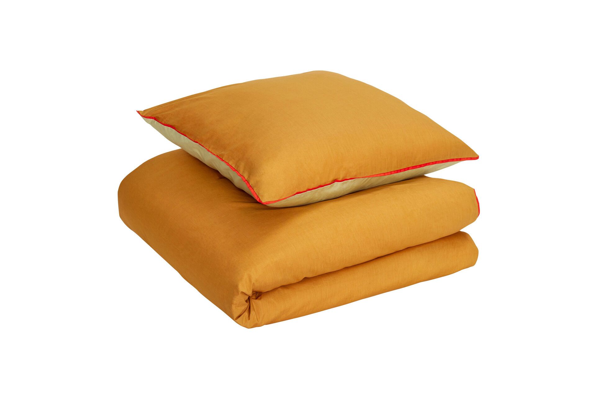 linge de lit en coton orange et vert 60x63, 140x200cm